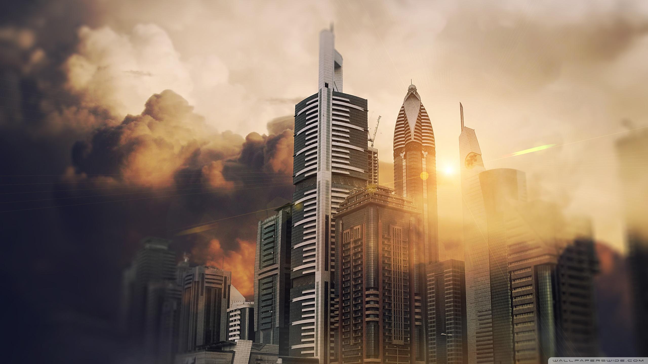 2560x1440 View of Modern City Towers and Skyscrapers against Storm Clouds Ultra HD Desktop Background Wallpaper for 4K UHD TV : Widescreen & UltraWide Desktop & Laptop : Tablet