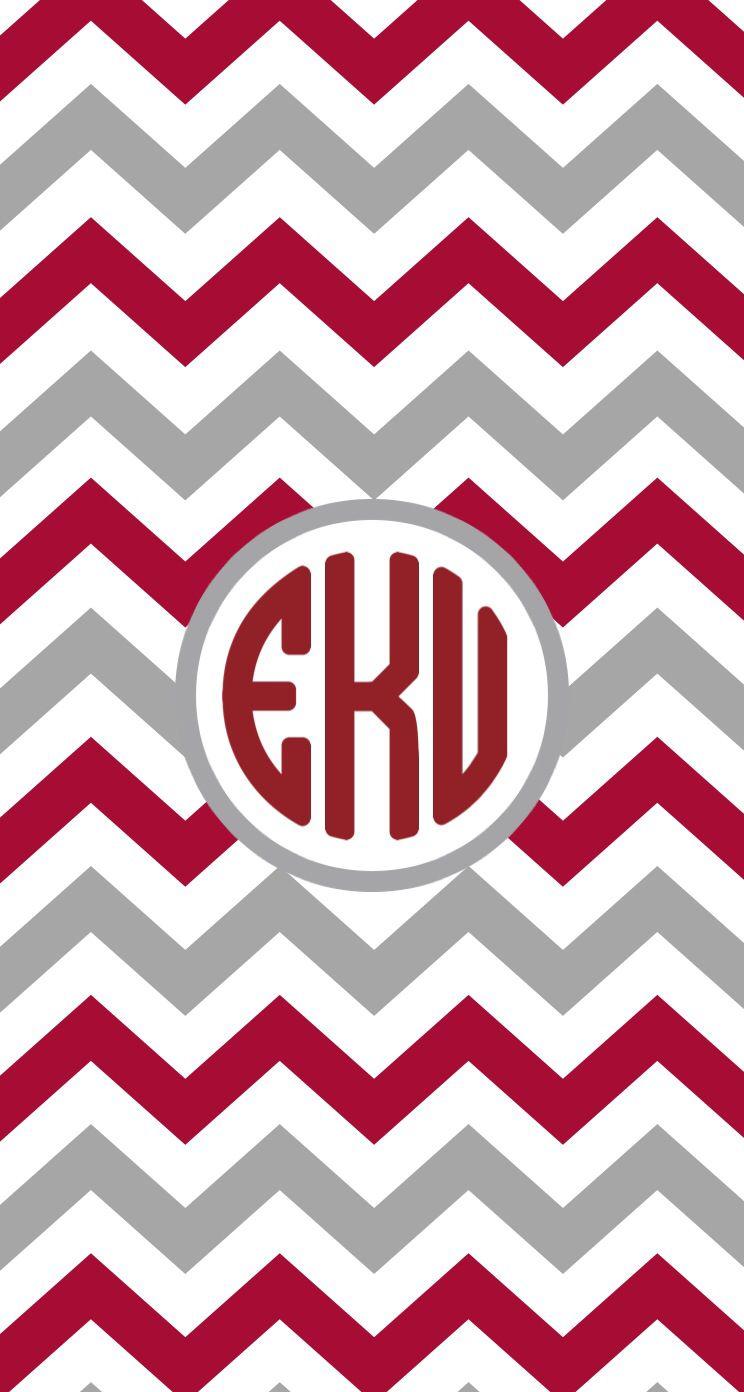 744x1392 Eastern Kentucky university lock screen. Monogram phone wallpaper