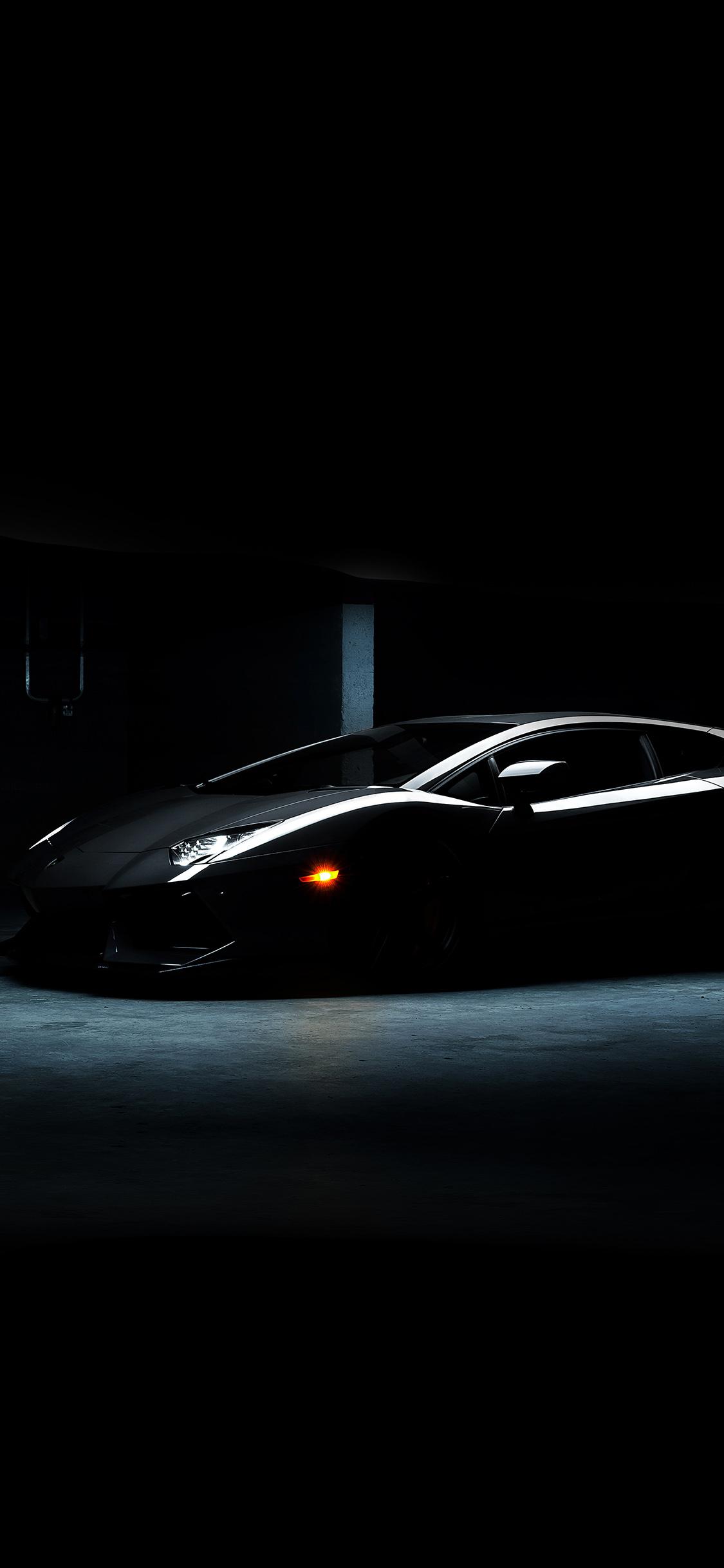 1125x2436 lamborghini car dark black awesome