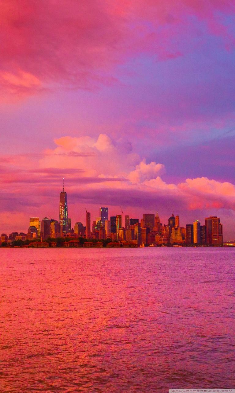 768x1280 New York City Pink Sunset Ultra HD Desktop Background Wallpaper for 4K UHD TV : Widescreen & UltraWide Desktop & Laptop : Tablet