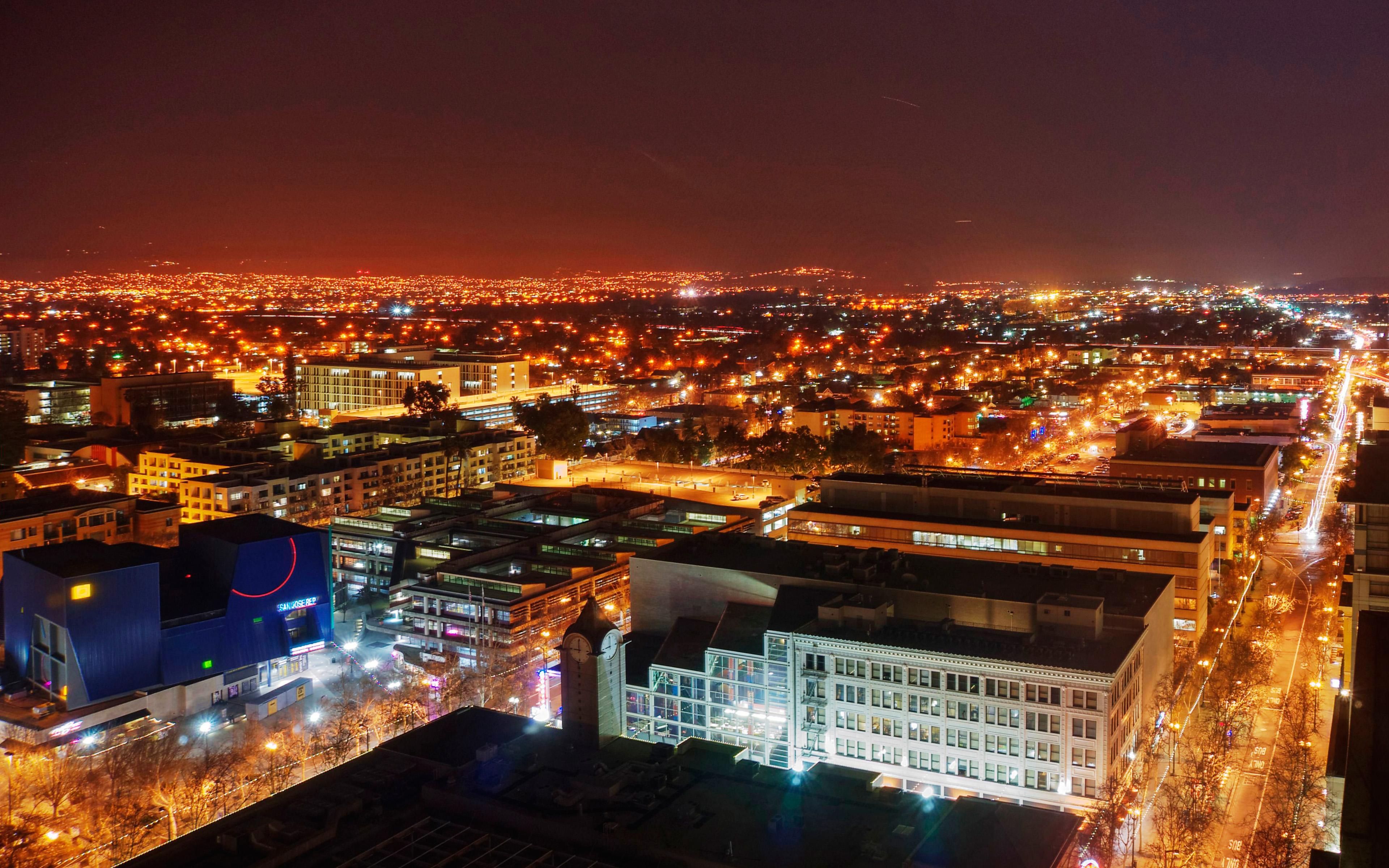 3840x2400 Download wallpaper San Jose, 4k, modern buildings, american cities, California, nightscapes, America, USA, City of San Jose, Cities of California for desktop with resolution 3840x2400. High Quality HD picture wallpaper