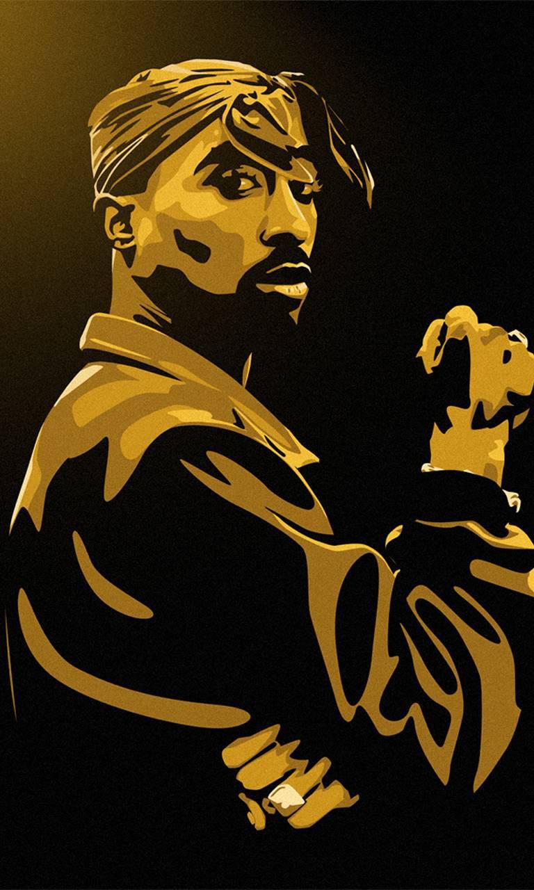 768x1280 Download Tupac Black And Yellow Art Wallpaper