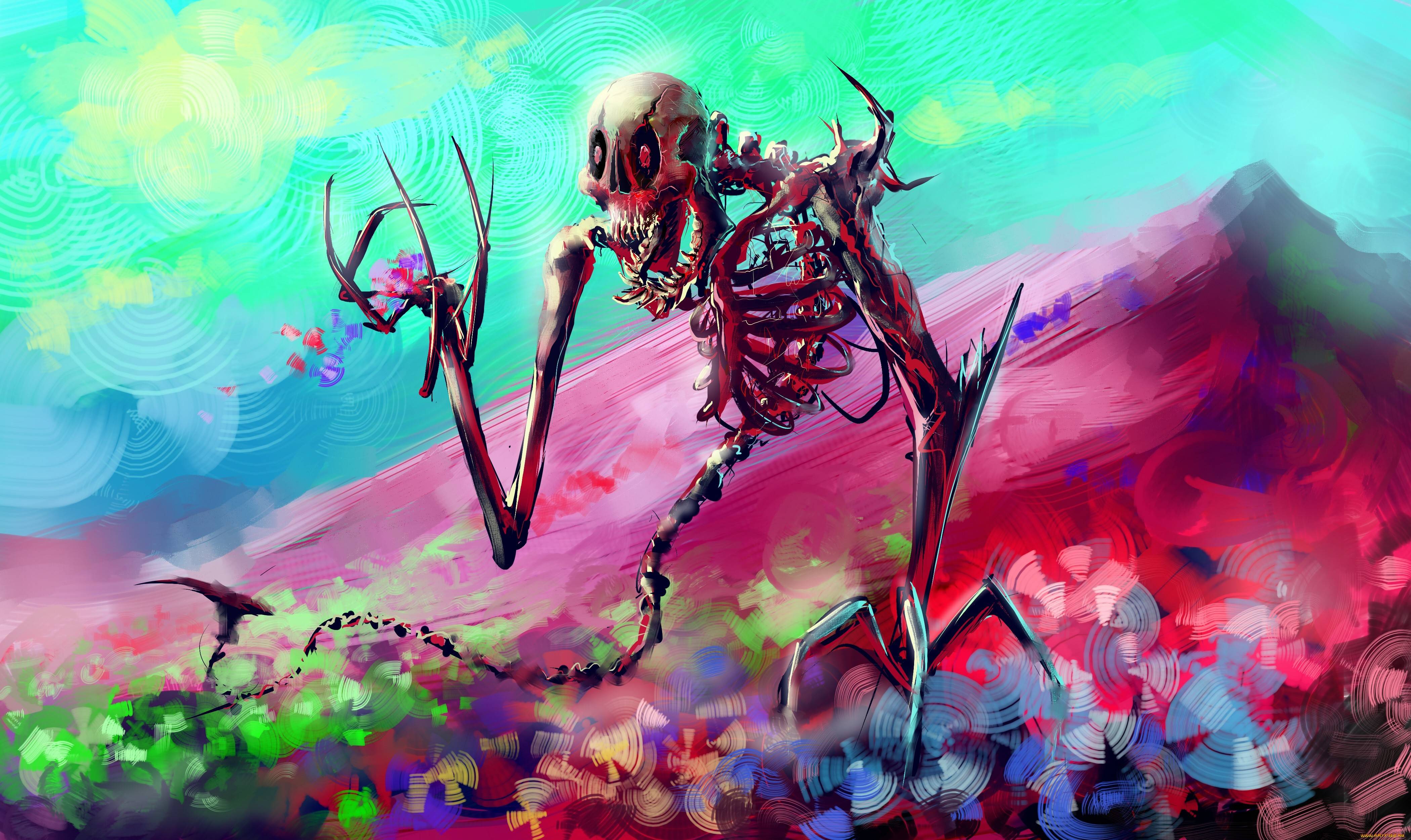 4200x2500 Skelton Skull Colorful Digital Art, HD Artist, 4k Wallpaper, Image, Background, Photo and Picture