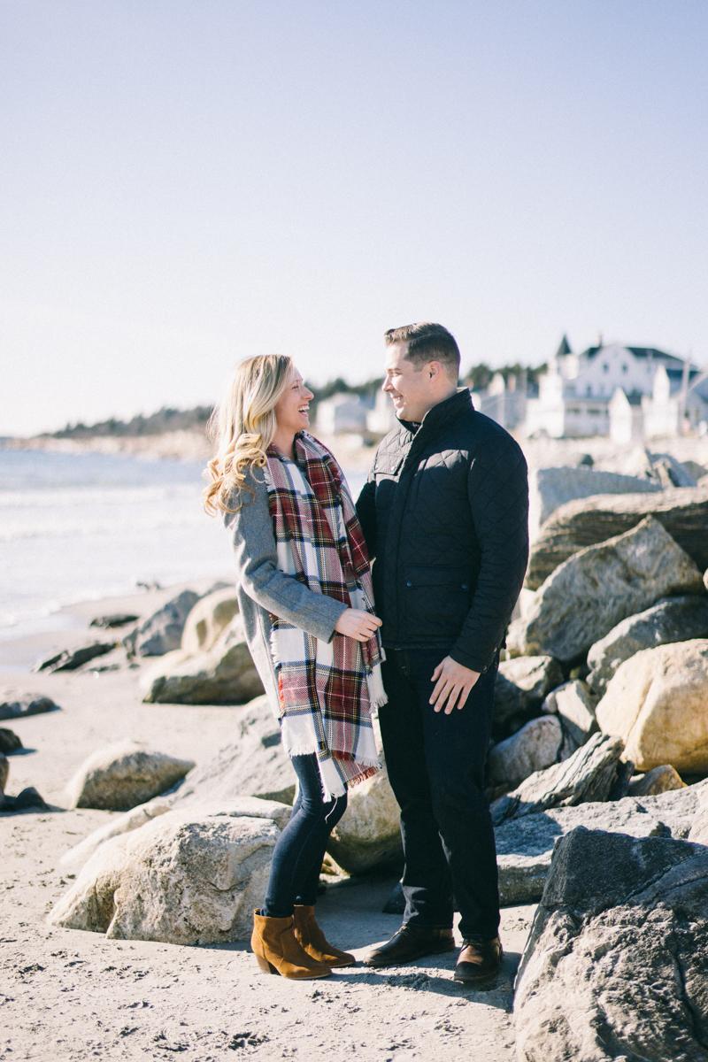 800x1200 Higgins Beach Engagement Session. Winter Engagement Photo on the beach