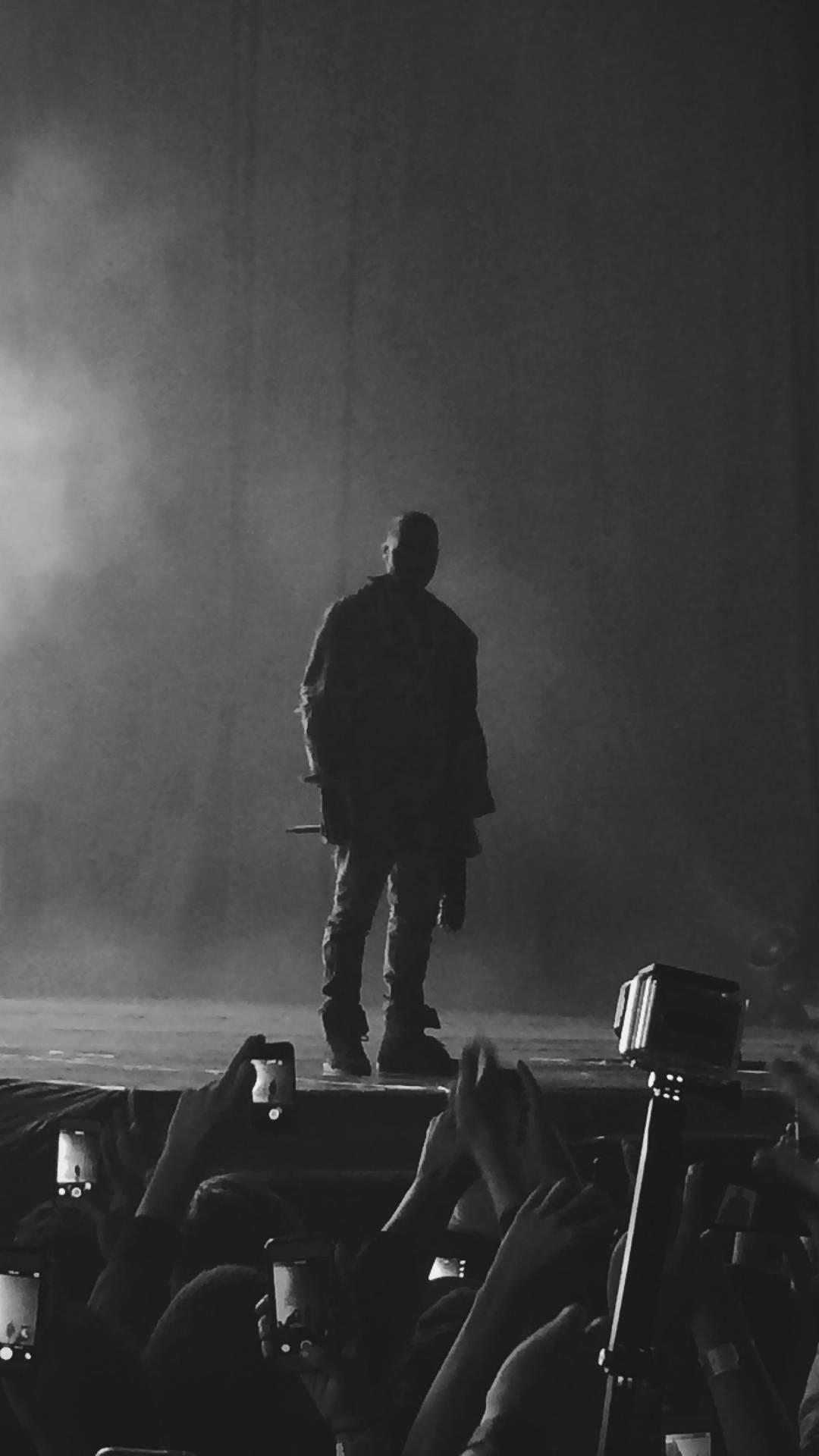 1080x1920 Download Kanye West Greyscale Photograph Wallpaper