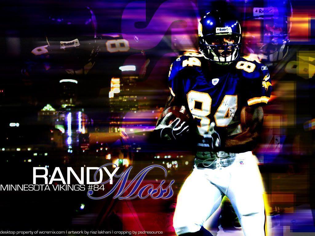 Randy Moss, Vikings oil on canvas 32x22 inches by Danny Day.