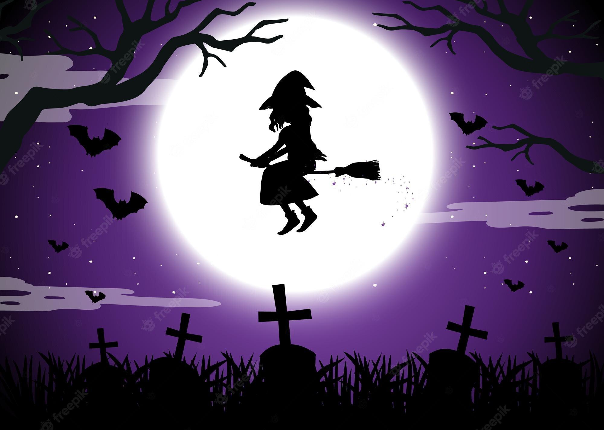 2000x1423 Witch silhouette moon Image. Free Vectors, & PSD