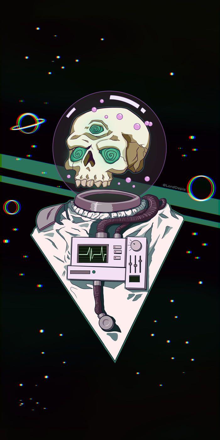 700x1400 Space Skeleton. Astronaut wallpaper, Skull wallpaper, Cartoon wallpaper