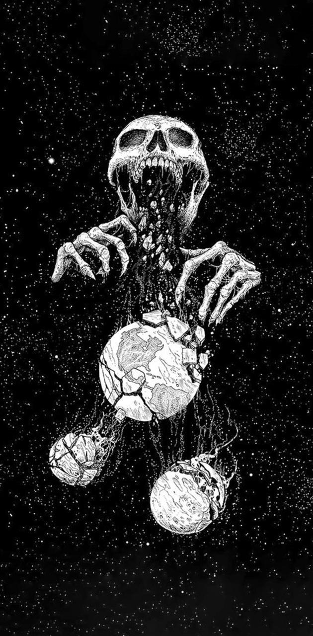 630x1280 Skull space wallpaper