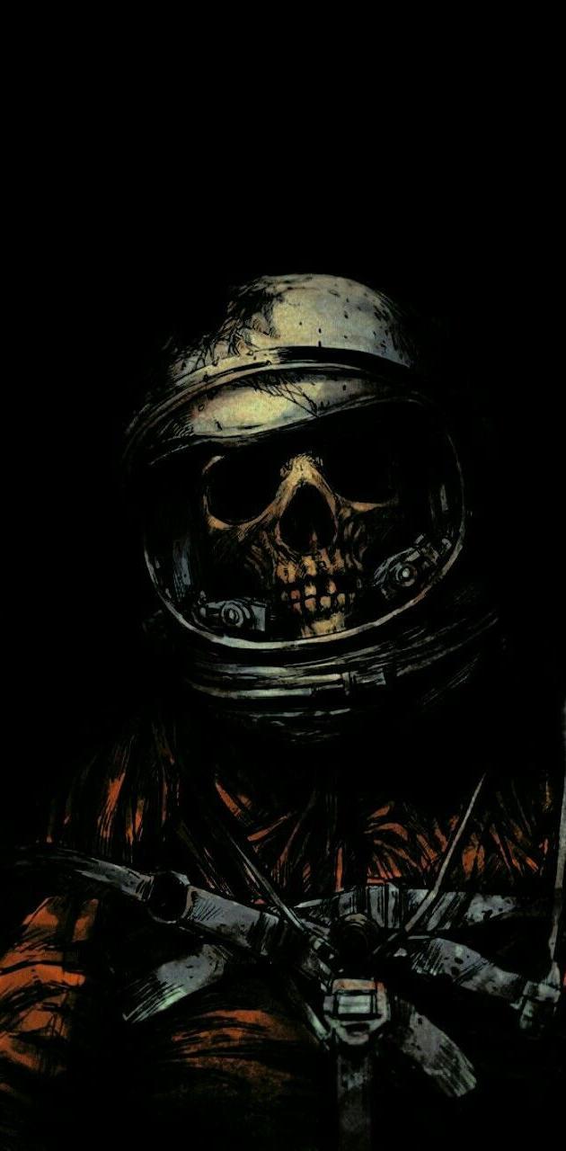 630x1280 Space skull wallpaper