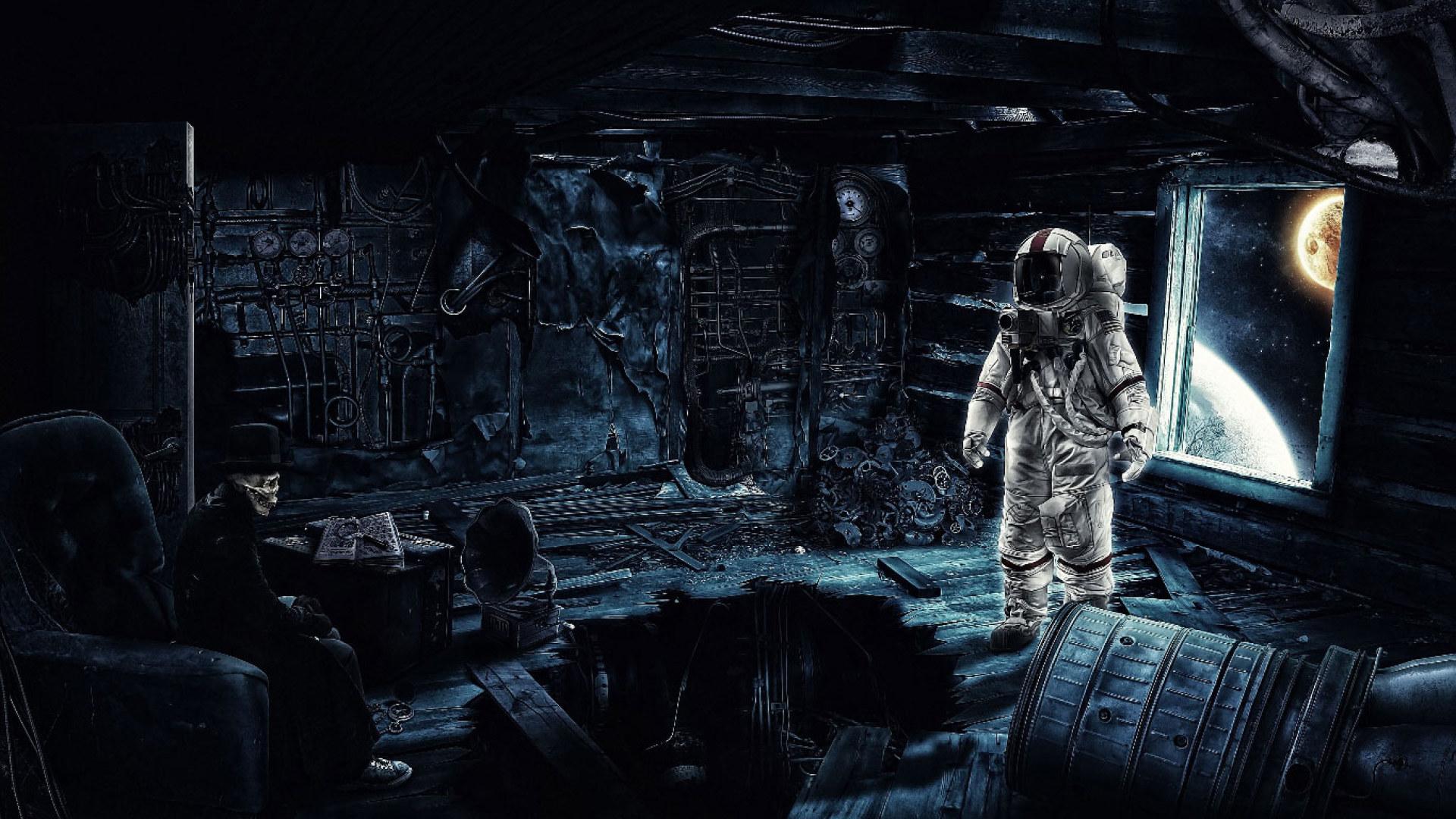 1920x1080 Wallpaper Astronaut Digital Art, Futuristic, Skeleton • Wallpaper For You