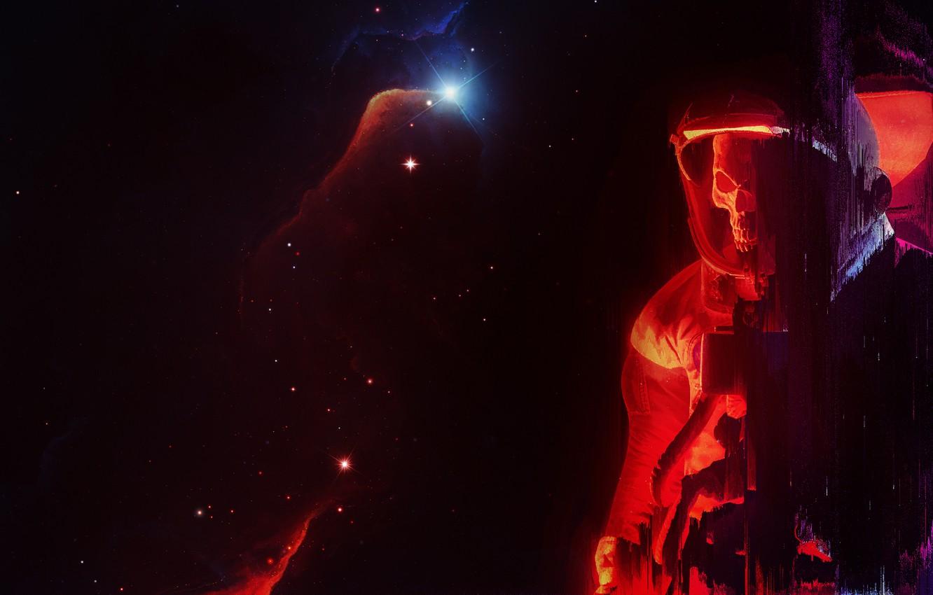 1332x850 Wallpaper Stars, Skull, The suit, Space, Style, Astronaut, Astronaut, Fantasy, Art, Graphics, Art, Style, Fiction, Fiction, Skeleton, Rendering image for desktop, section космос