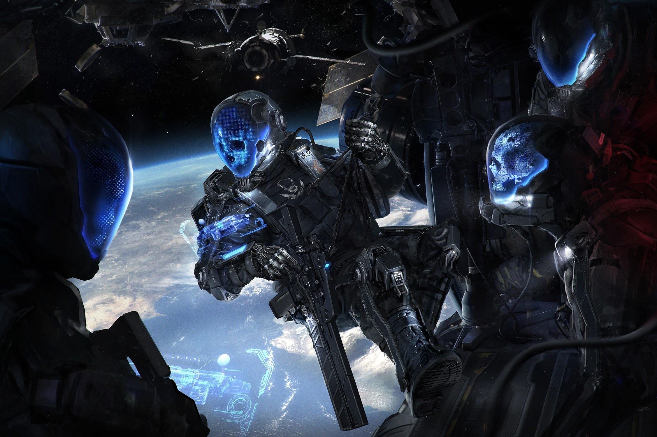2254x1500 artwork, Digital Art, Futuristic, Science Fiction, Space, Skull Wallpaper HD / Desktop and Mobile Background