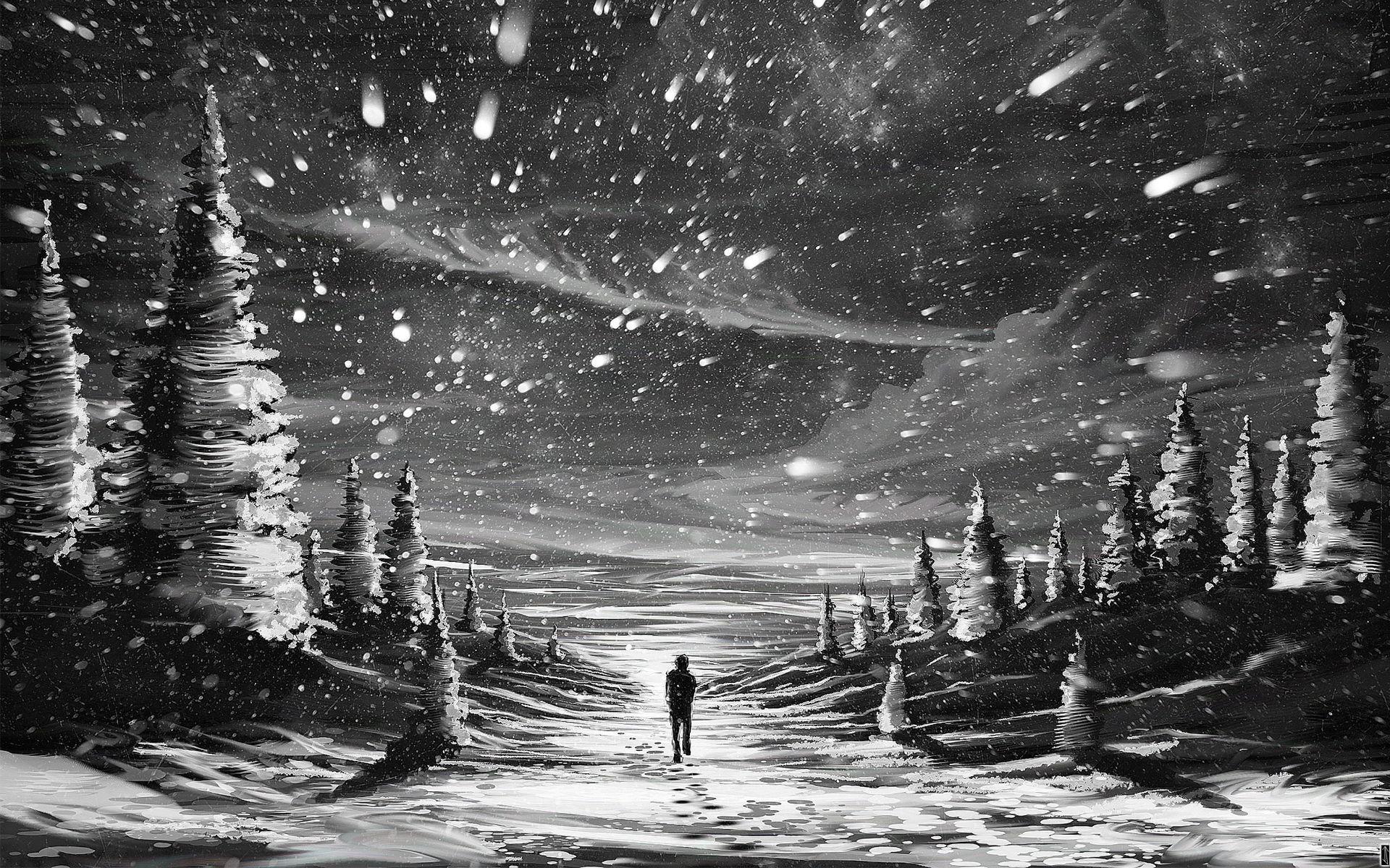 1920x1200 Anime Scenery White And Black