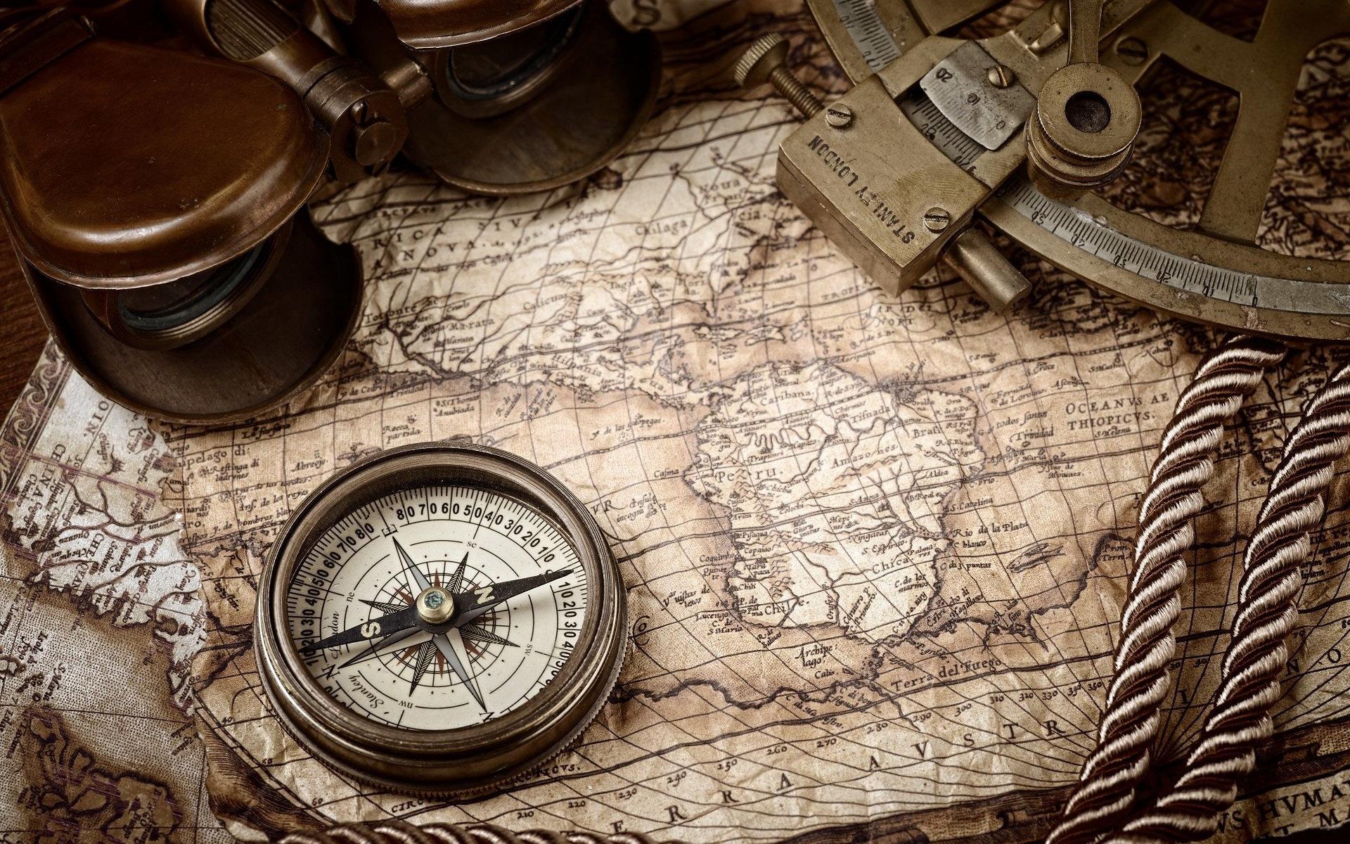 1920x1200 Download wallpaper vintage compass, retro art, old map, travel concepts, map concepts, old binoculars, vintage things for desktop with resolution 1920x1200. High Quality HD picture wallpaper