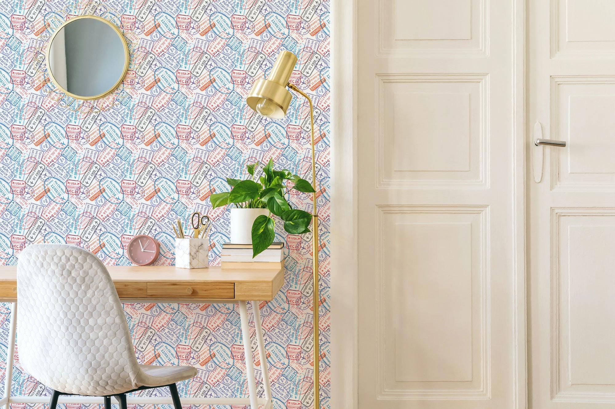 2000x1333 Stamp Peel and Stick Wallpaper / Travel Removable Wallpaper