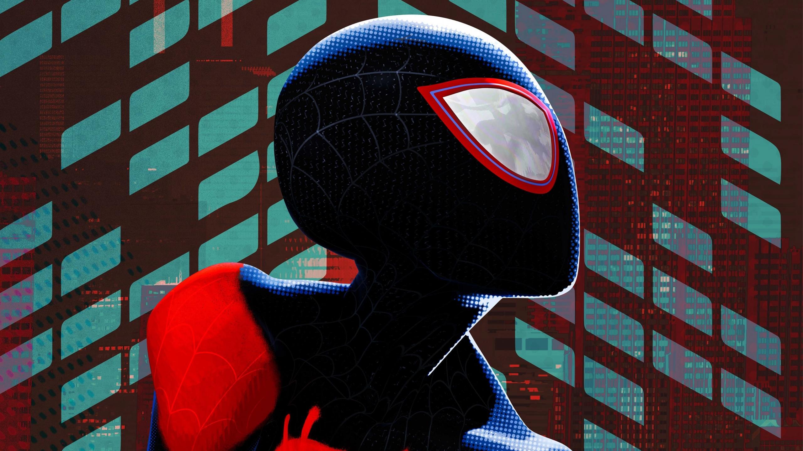 2560x1440 Download Miles Morales, Black Suit, Spider Man: Into The Spider Verse 2560x1440 Wallpaper, Dual Wide 16:9 2560x1440 HD Image, Background, 15269