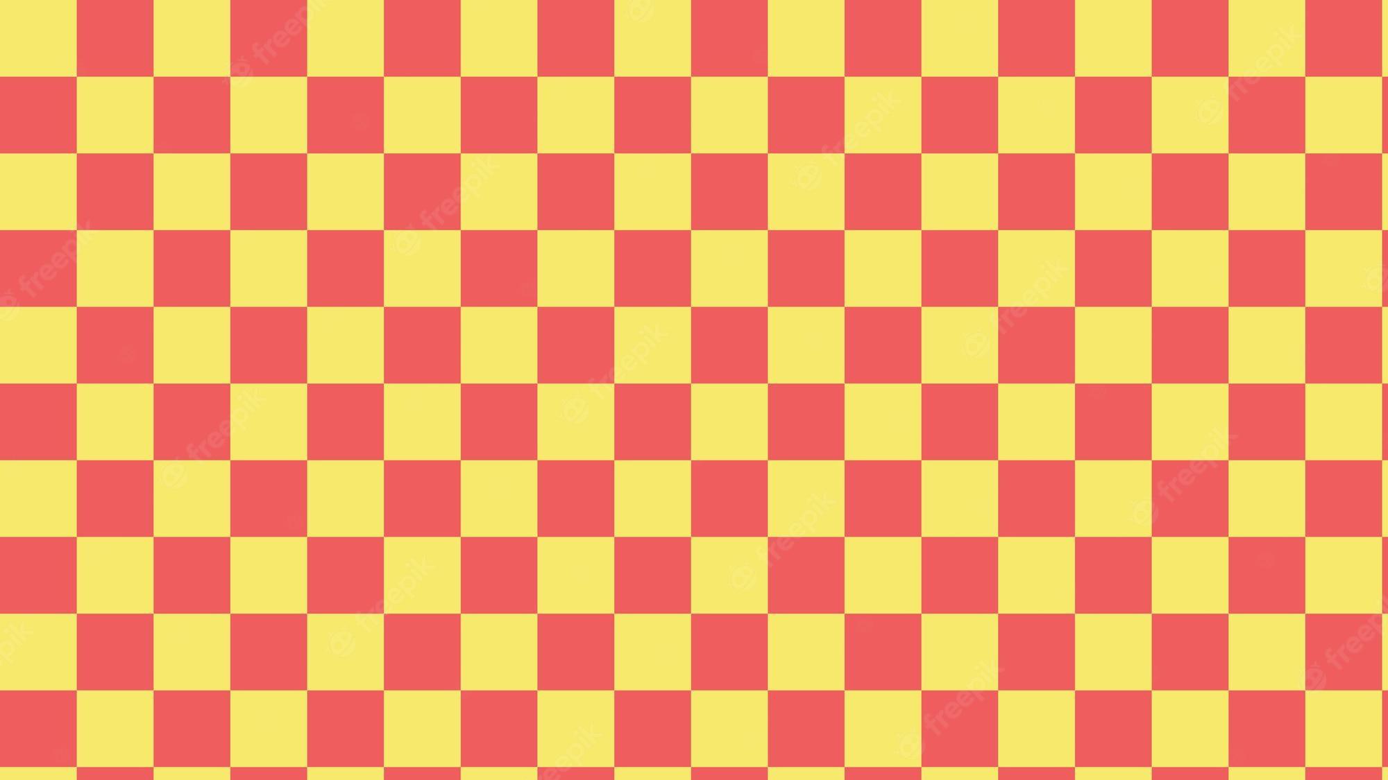 2000x1125 Premium Vector. Cute pastel orange and yellow checkers gingham plaid checkerboard pattern aesthetic wallpaper illustration perfect for wallpaper backdrop postcard background for your design