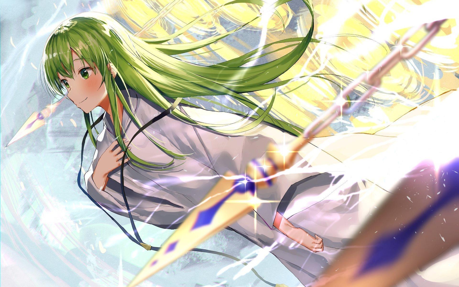 1920x1200 Download wallpaper Enkidu, art, anime characters, green hair, manga, Fate Grand Order for desktop with resolution 1920x1200. High Quality HD picture wallpaper