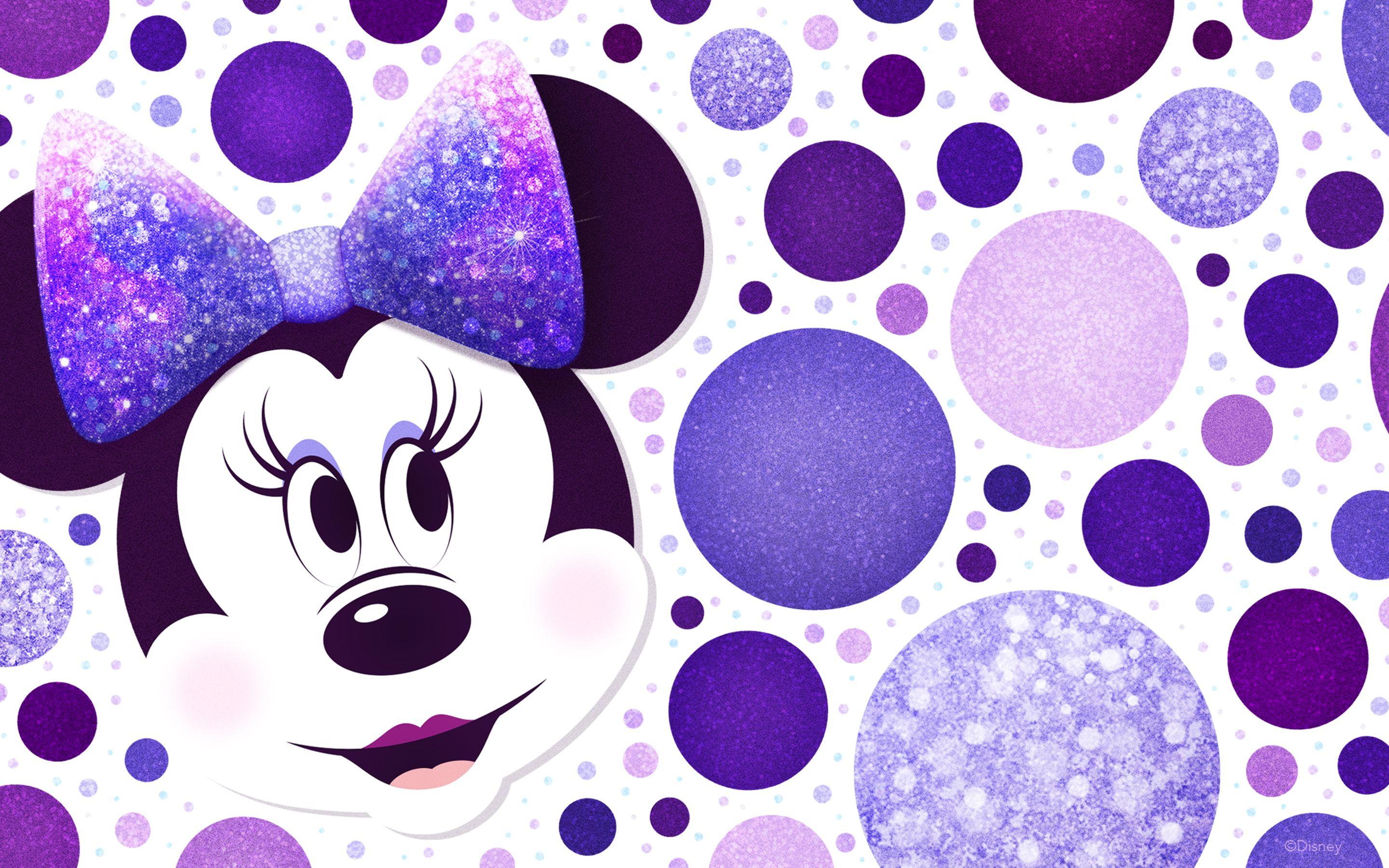 2880x1800 Minnie Mouse Purple Polka Dots Wallpaper