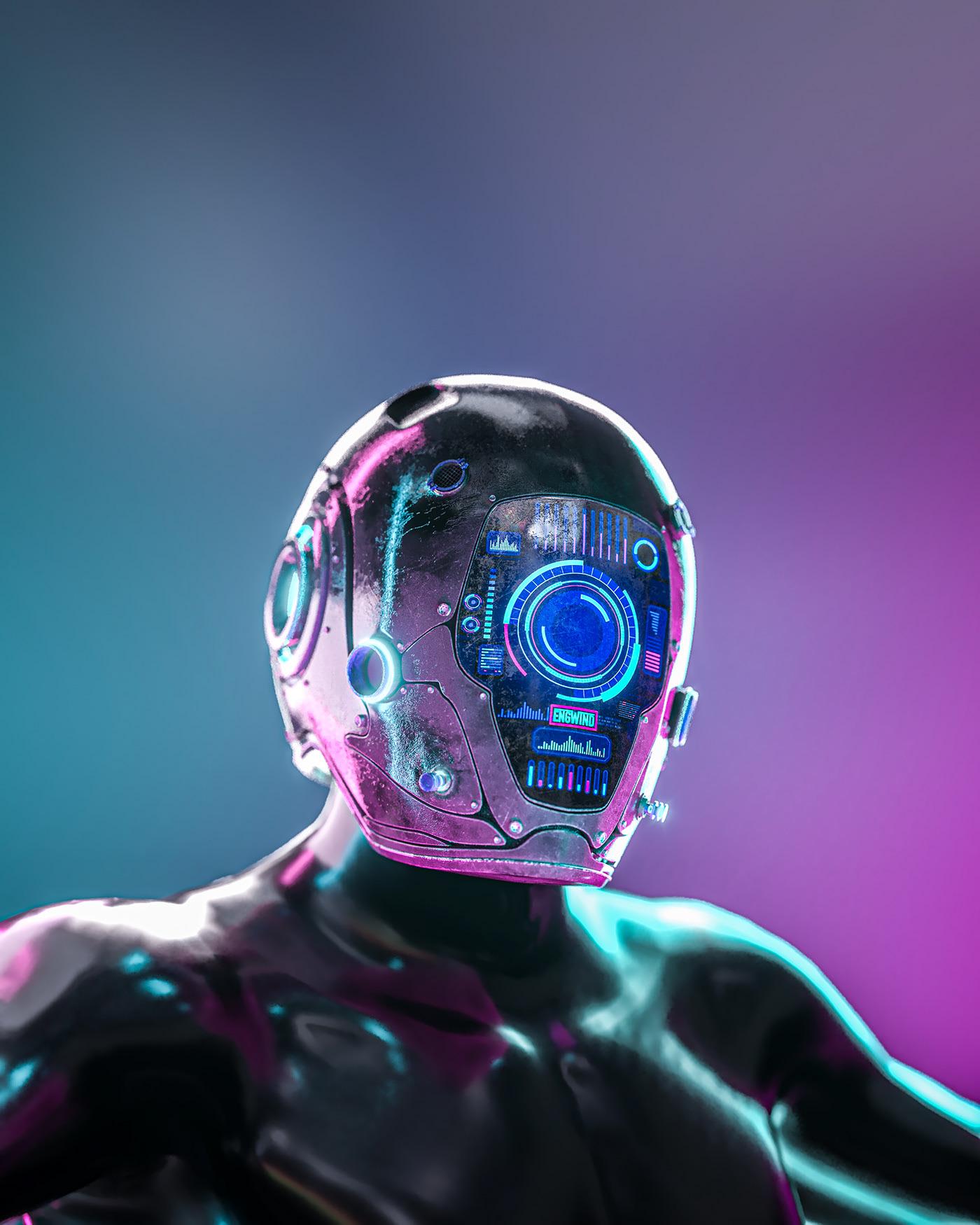 1400x1750 Cyber Technology Helmet Cyan 3D Graphics Futuristic Wallpaper:1400x1750