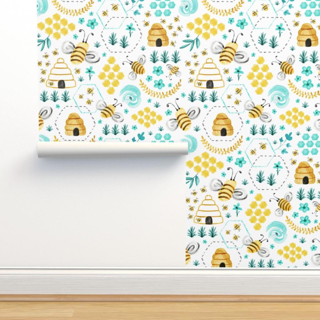 1024x1024 Busy Bees Watercolor Regular Wallpaper