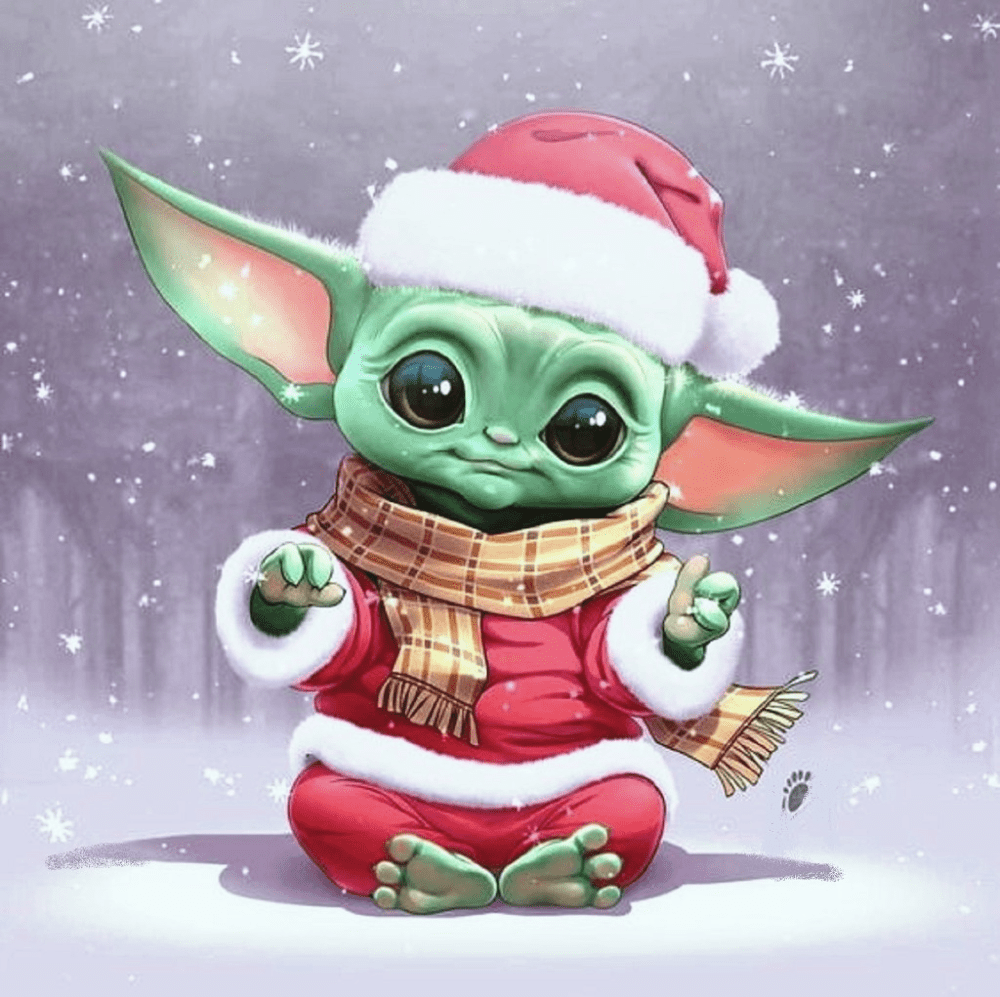 1000x997 Cyberbeth Winter Snow Yoda Santa. Yoda Wallpaper, Star Wars Baby, Cute Disney Drawings
