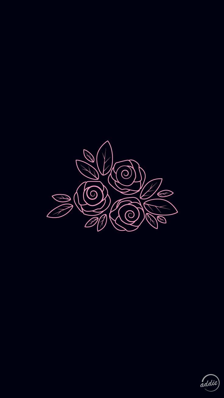 736x1308 Minimal Rose Vector Phone Wallpaper. Phone wallpaper, iPhone wallpaper minimal, Simple mandala