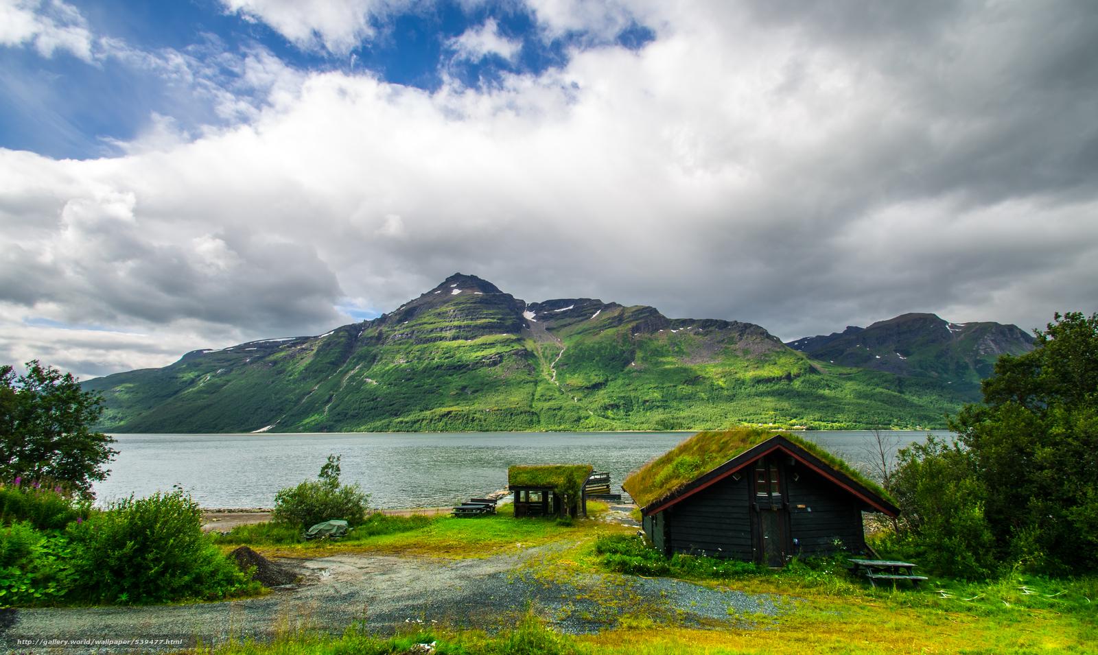 1600x955 Download wallpaper Wonderful, norway, river, cabin free desktop wallpaper in the resolution 4928x2940