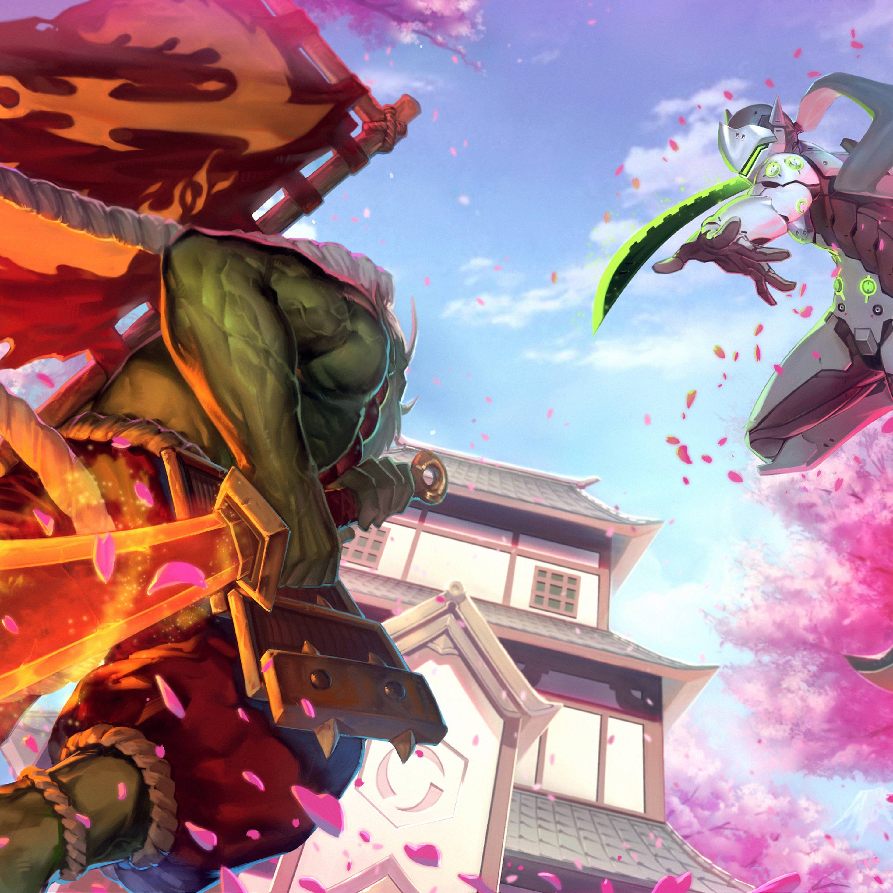 2932x2932 Genji Overwatch Sakura Samurai iPad Pro Retina Display HD 4k Wallpaper, Image, Background, Photo and Picture