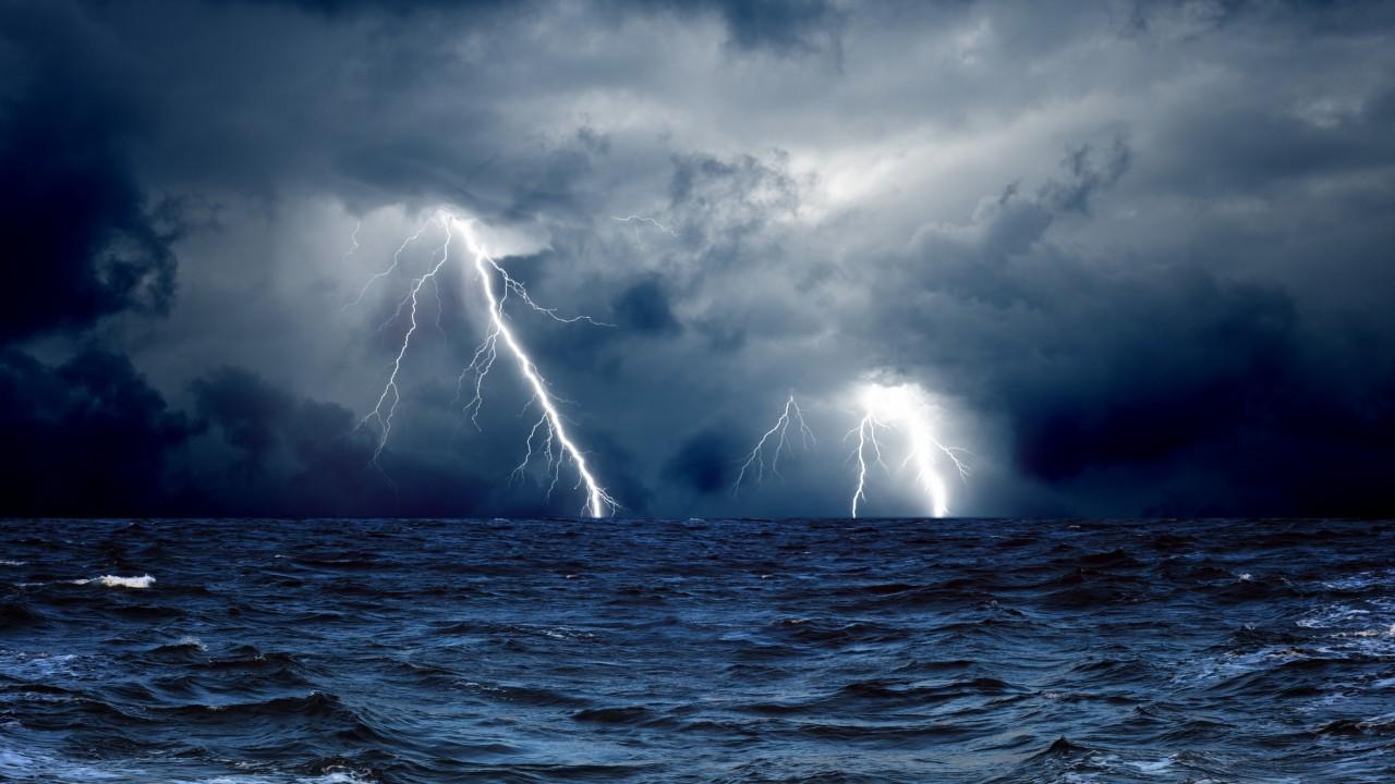 1280x720 Wallpaper Sea, 5k, 4k wallpaper, 8k, ocean, storm, lightning, clouds, Nature