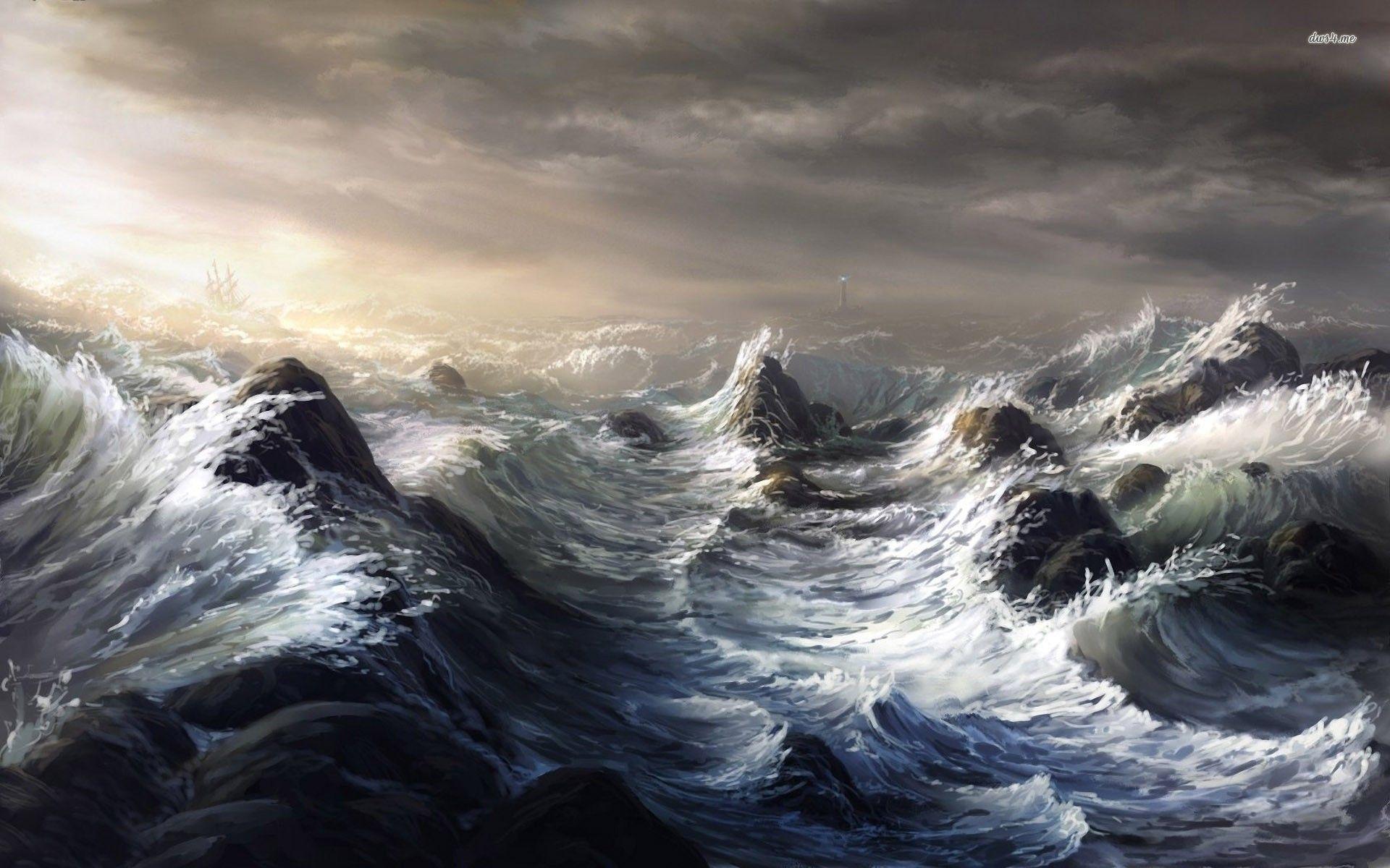 1920x1200 Rough Sea Wallpaper