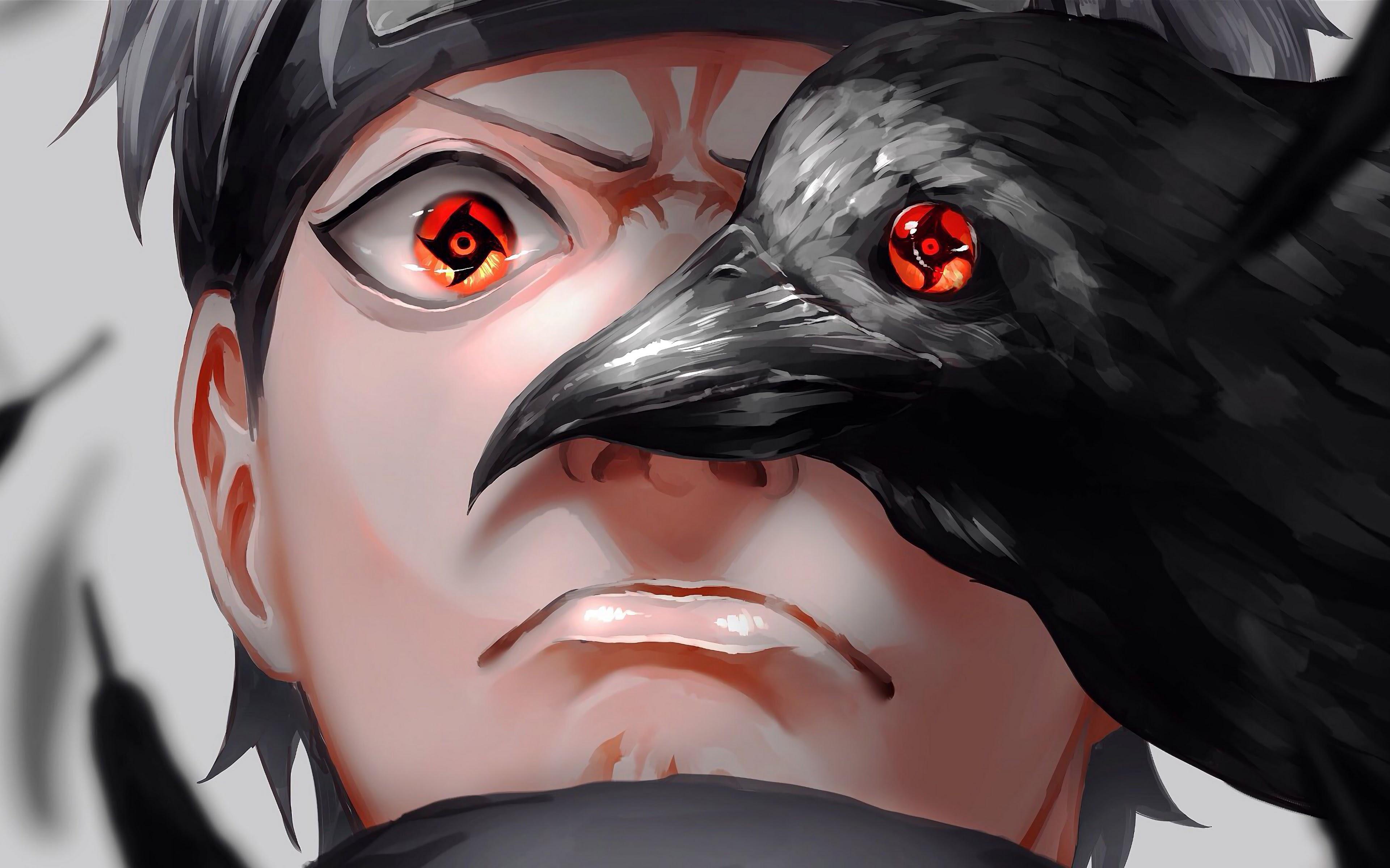 3840x2400 Shisui Uchiha Mangekyo Sharigan Crow 4K Wallpaper