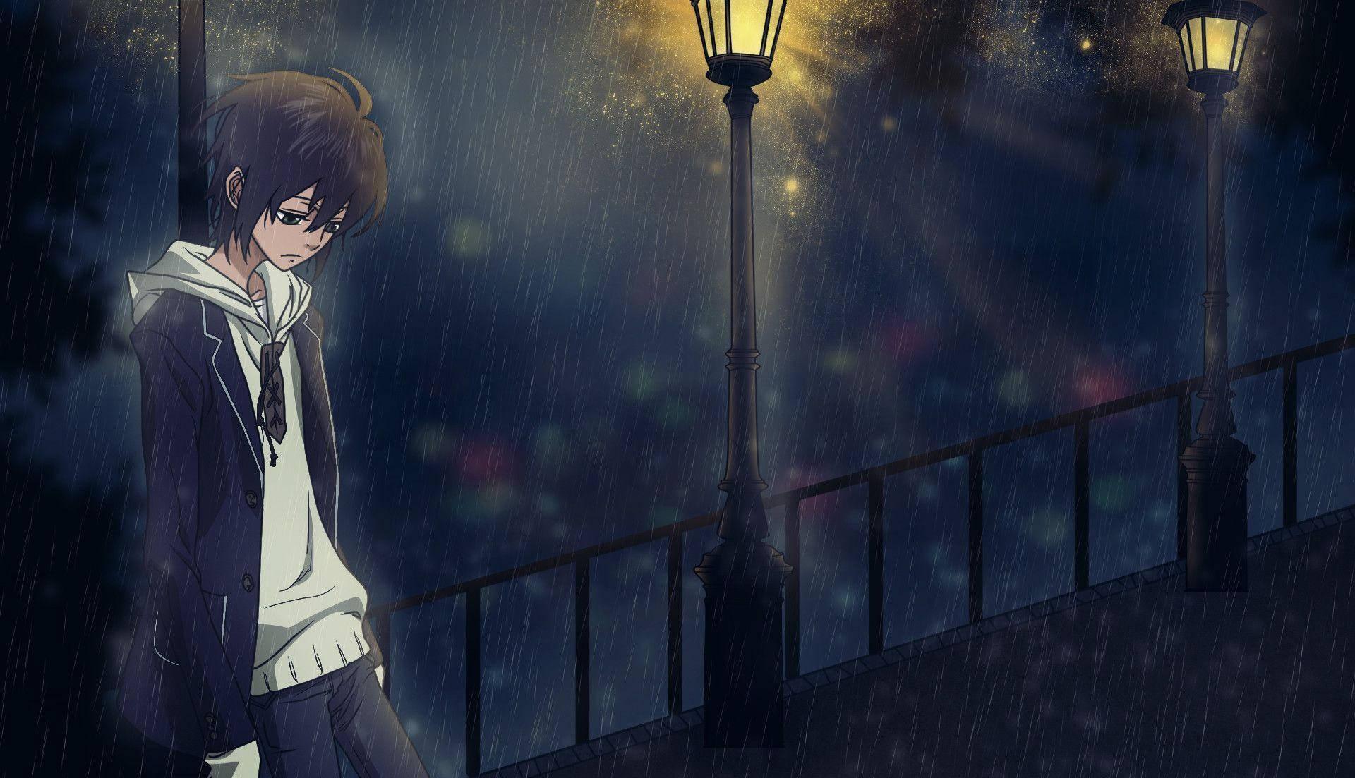1920x1103 Download Sad Anime Boy In Rain Wallpaper