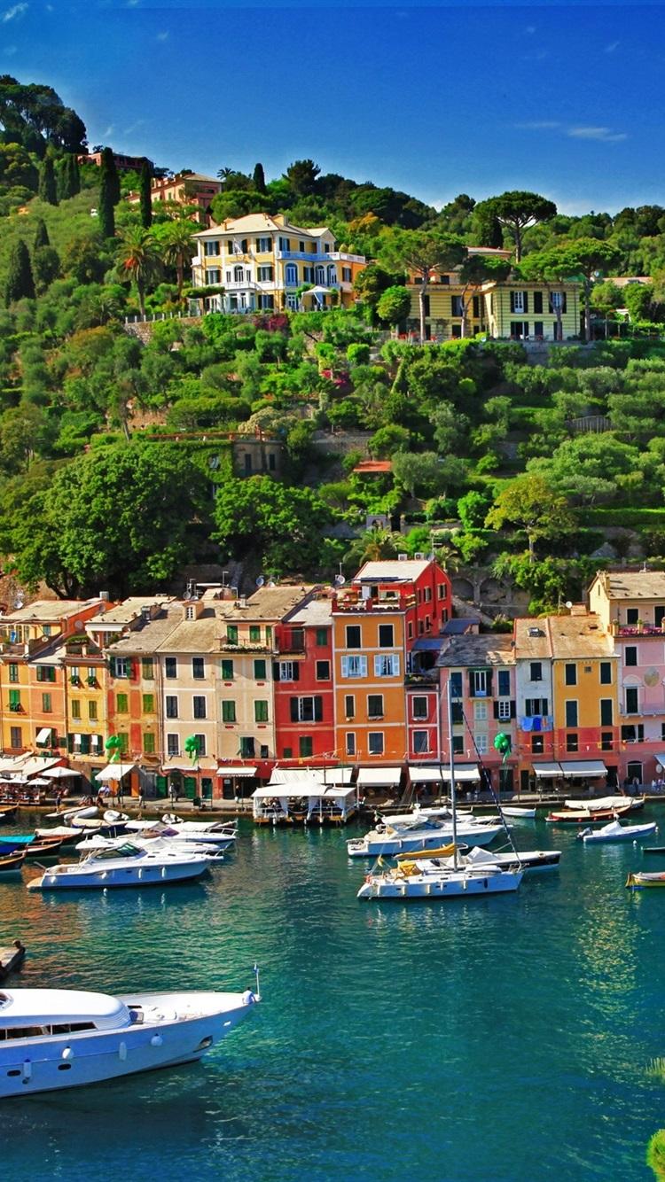 750x1334 Italy, Portofino, Sea, Boats, Houses, Buildings, City 750x1334 IPhone 8 7 6 6S Wallpaper, Background, Picture, Image