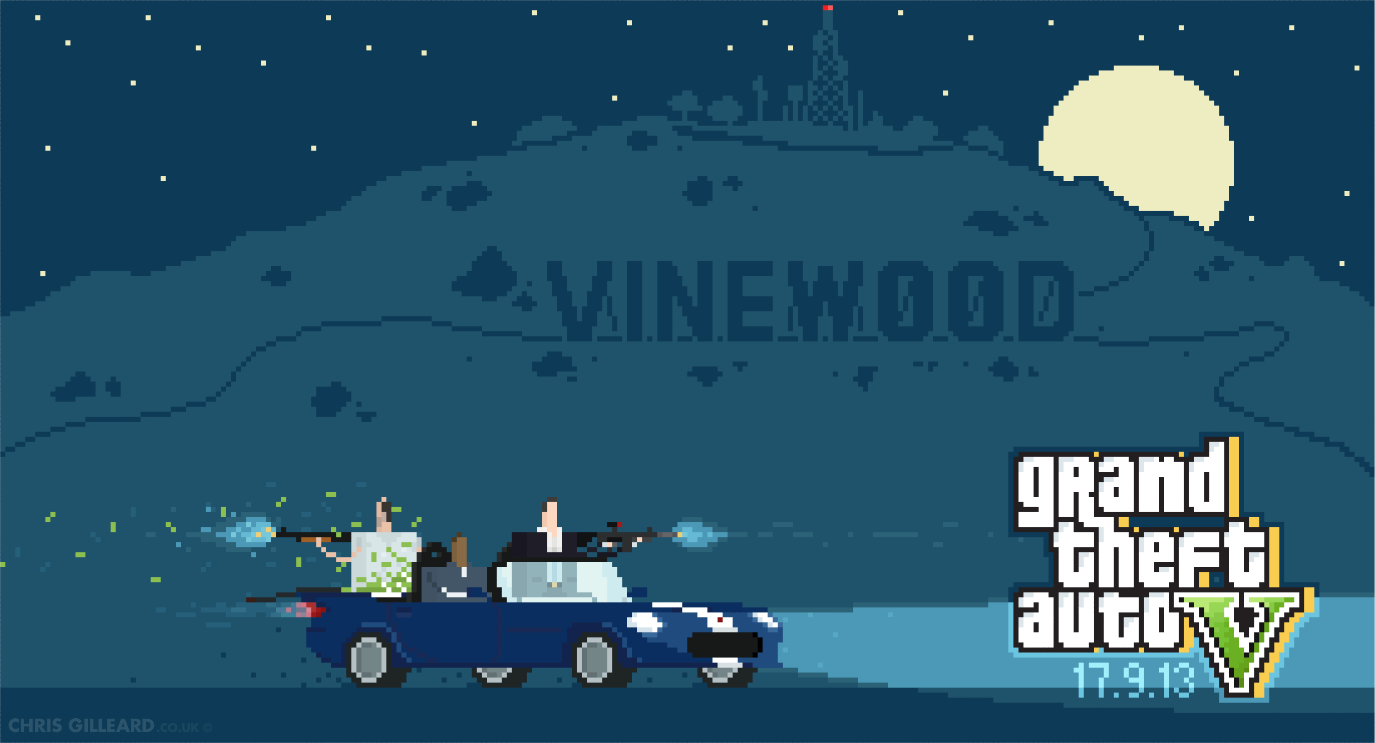 2723x1471 GTA 5 Pixel Art Wallpaper