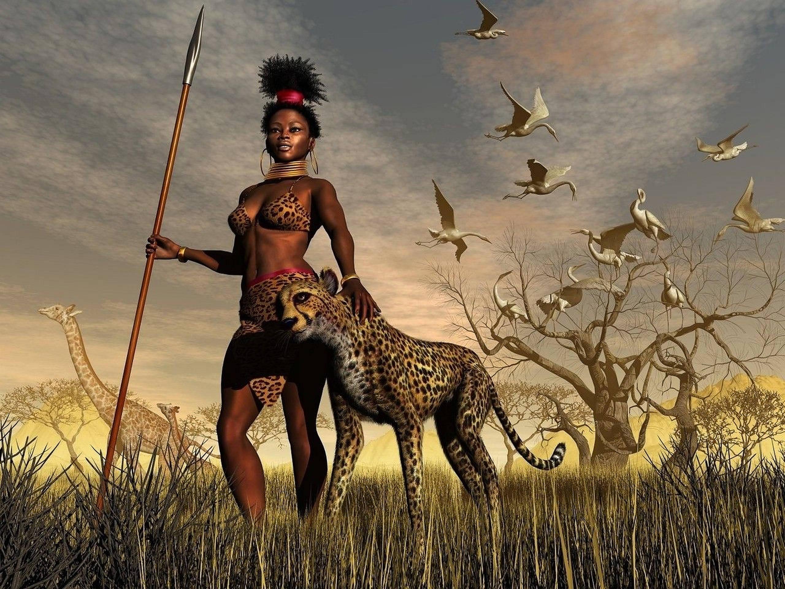 2560x1920 Download Female African Warrior Art Wallpaper