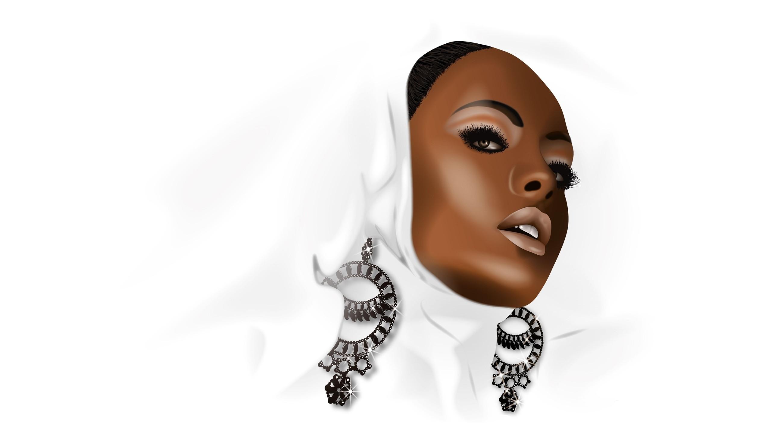 2560x1440 Black Woman Art Wallpaper