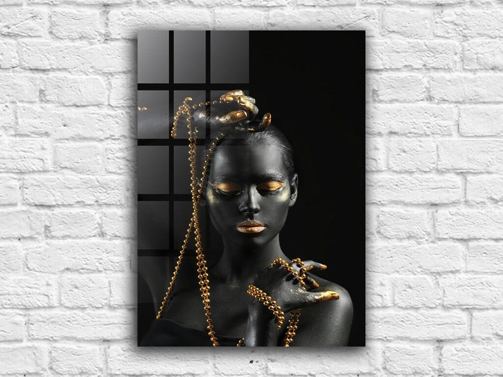 1024x768 African Glass Wall Art African Art Canvas African Black Woman