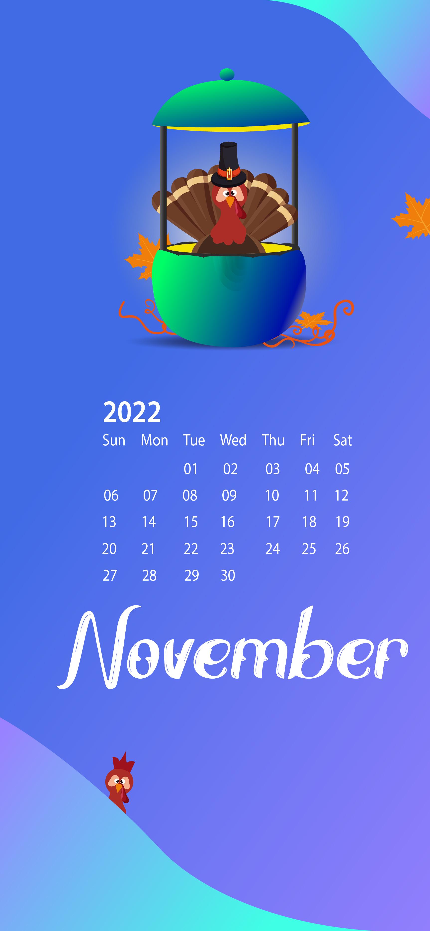 1725x3733 November 2022 Desktop Wallpaper Calendar