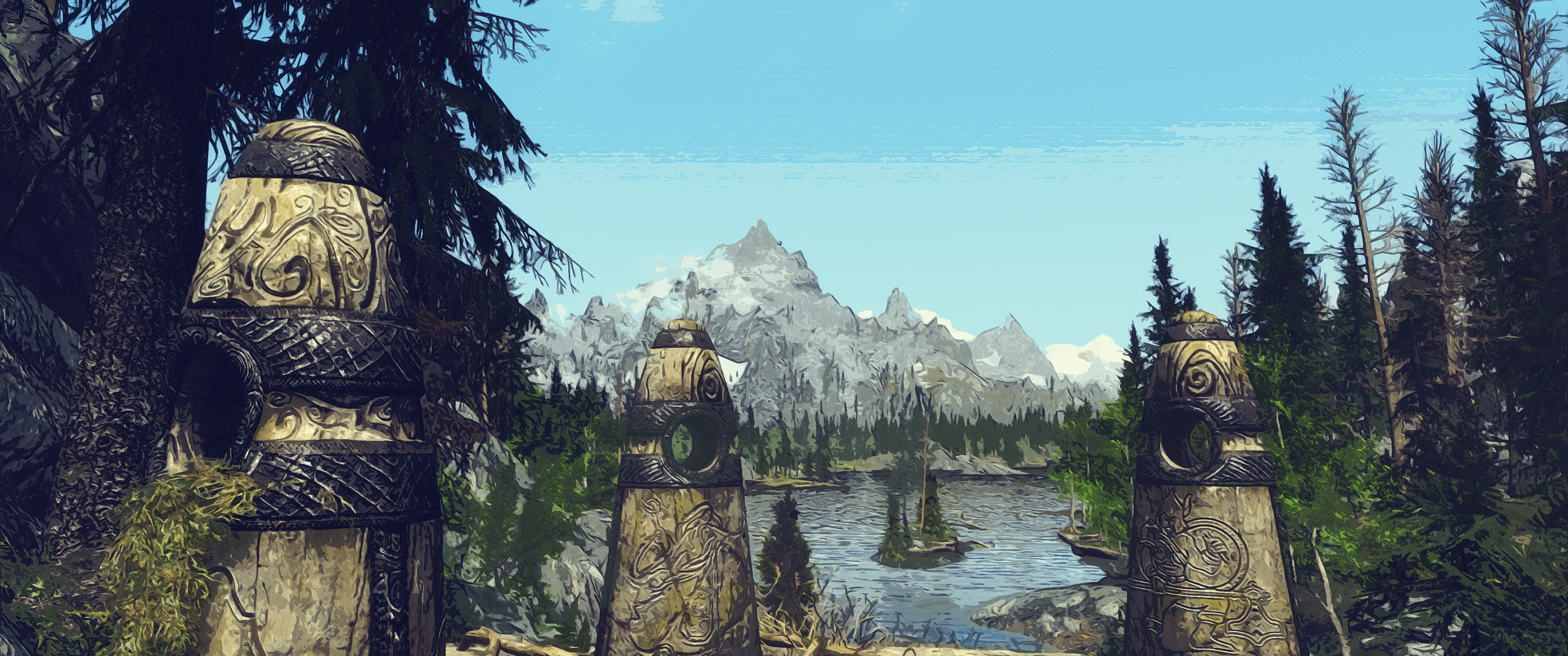 3440x1440 Skyrim Characters Wallpaper