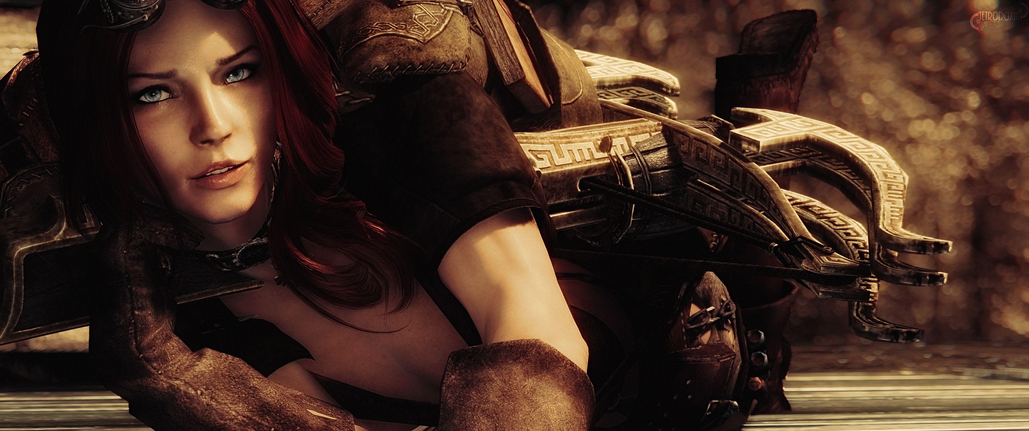 3440x1440 Skyrim Female Wallpaper
