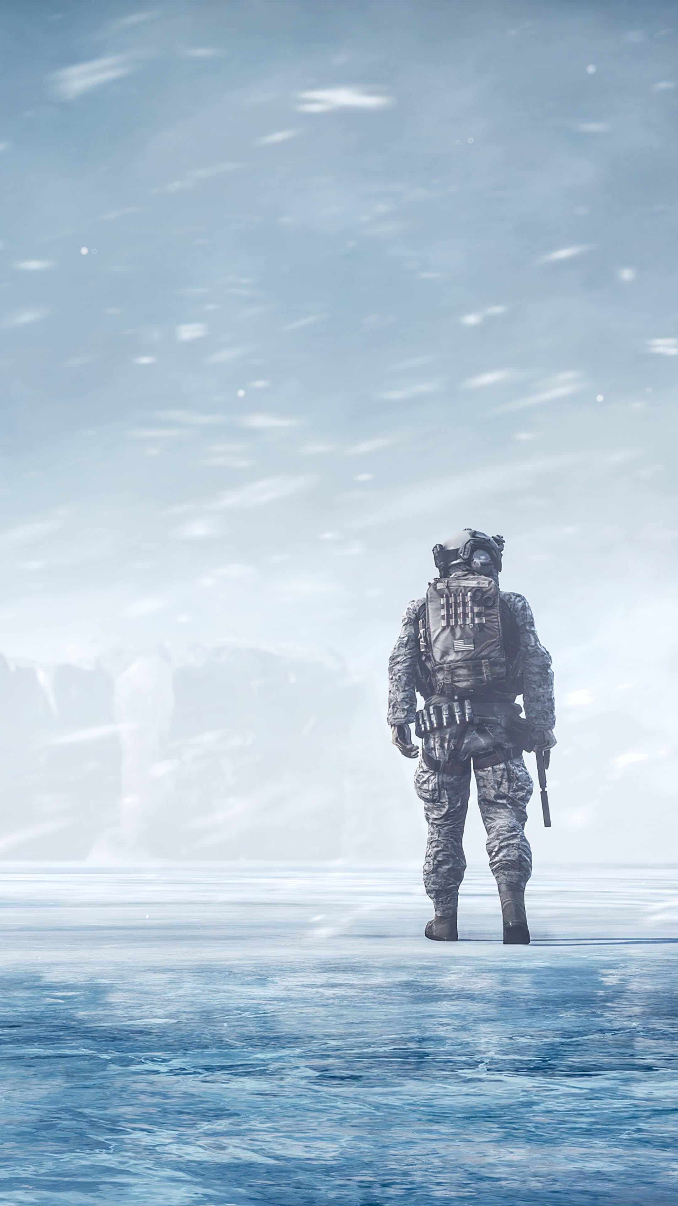 2160x3840 Battlefield 4 Soldier Winter Snow 2020 4K Ultra HD Mobile Wallpaper