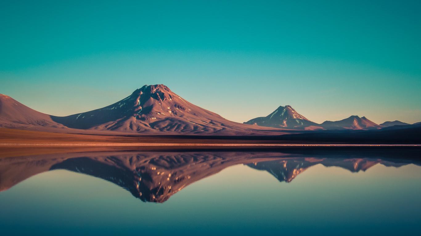 1366x768 Download Clean sky, mountains, sky, lake, nature, reflections wallpaper, 1366x Tablet, laptop
