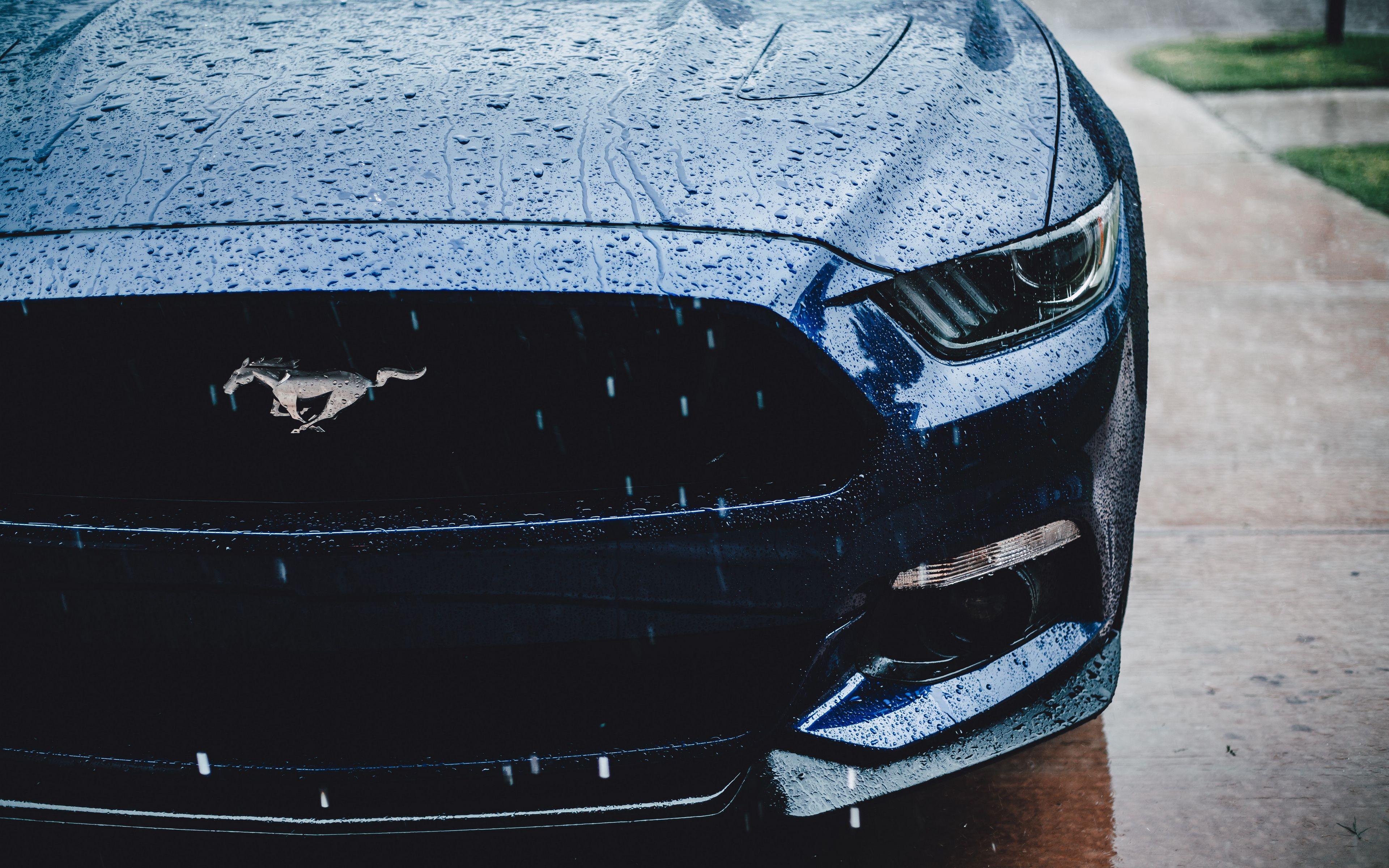 3840x2400 Download wallpaper 3840x2400 ford mustang, headlight, front view