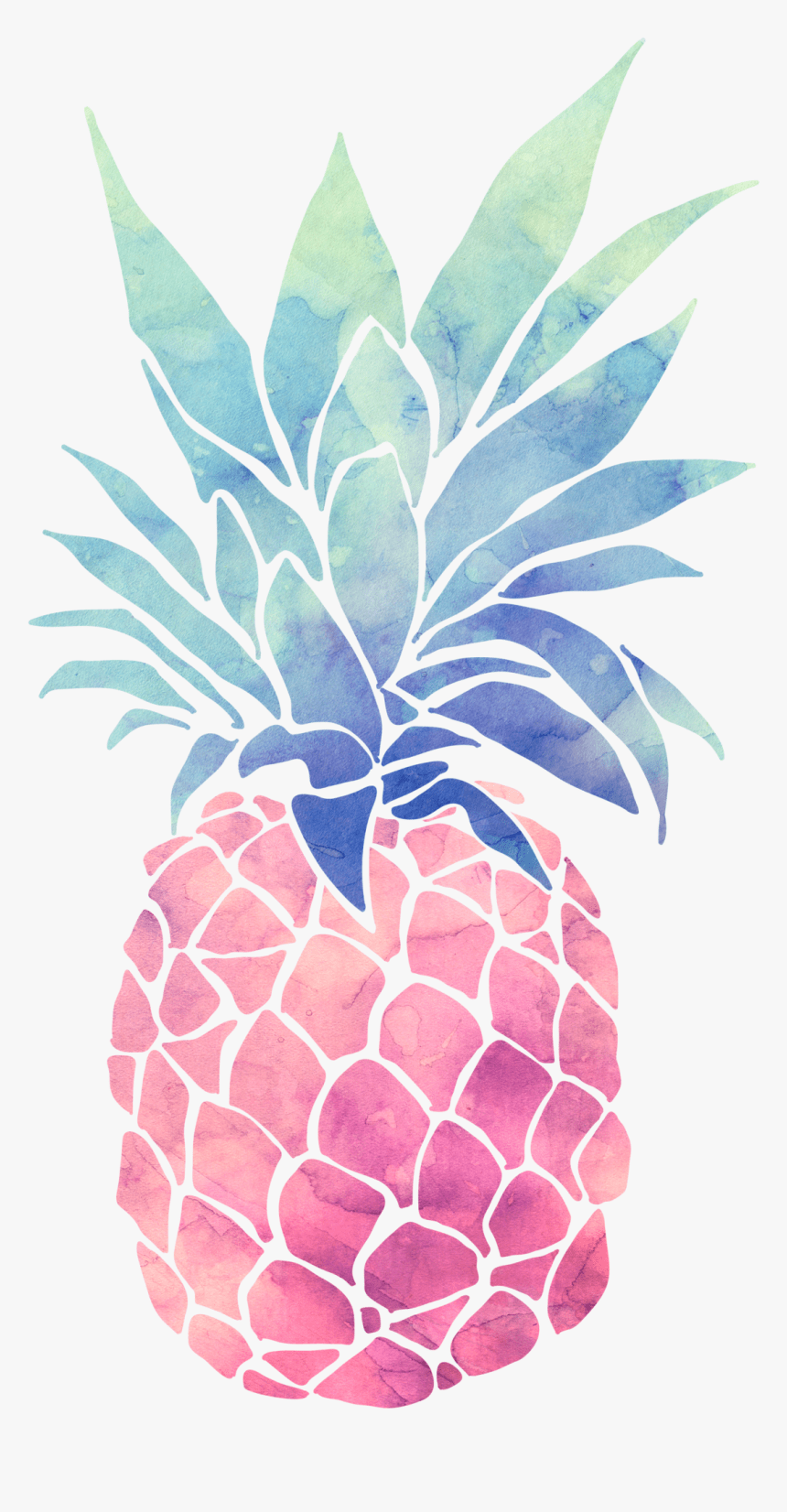 860x1652 Pink Watercolor Pineapple, HD Png Download