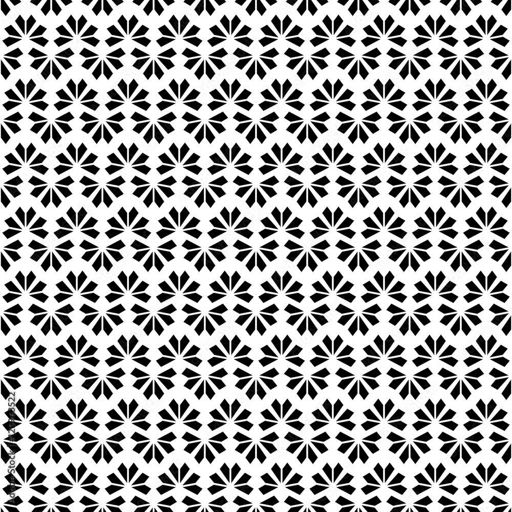 1000x1000 Black white background vector. Abstract modern flower geometric pattern. Stock Vector