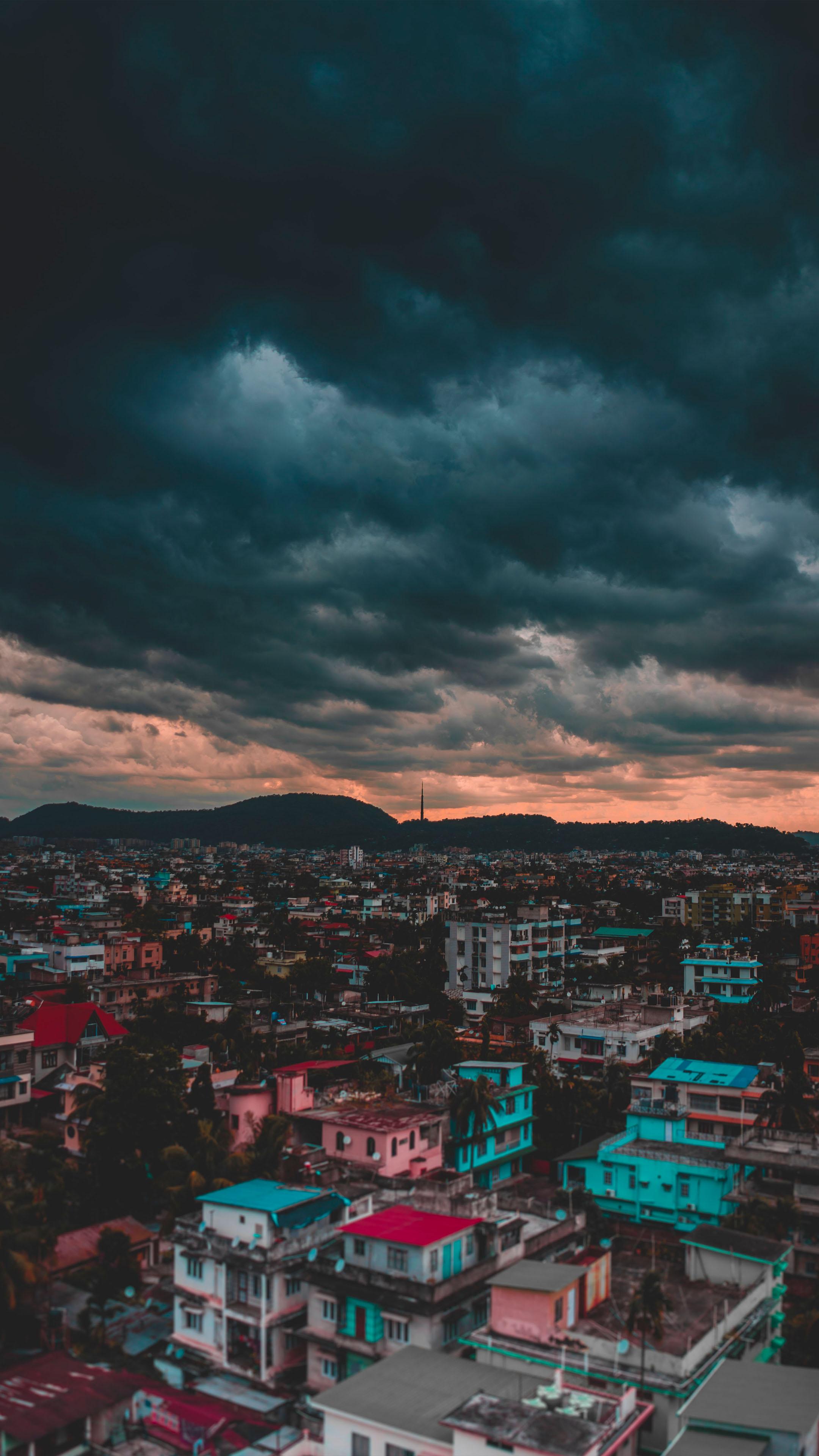2160x3840 Cityscape Dark Cloud 4K Ultra HD Mobile Wallpaper