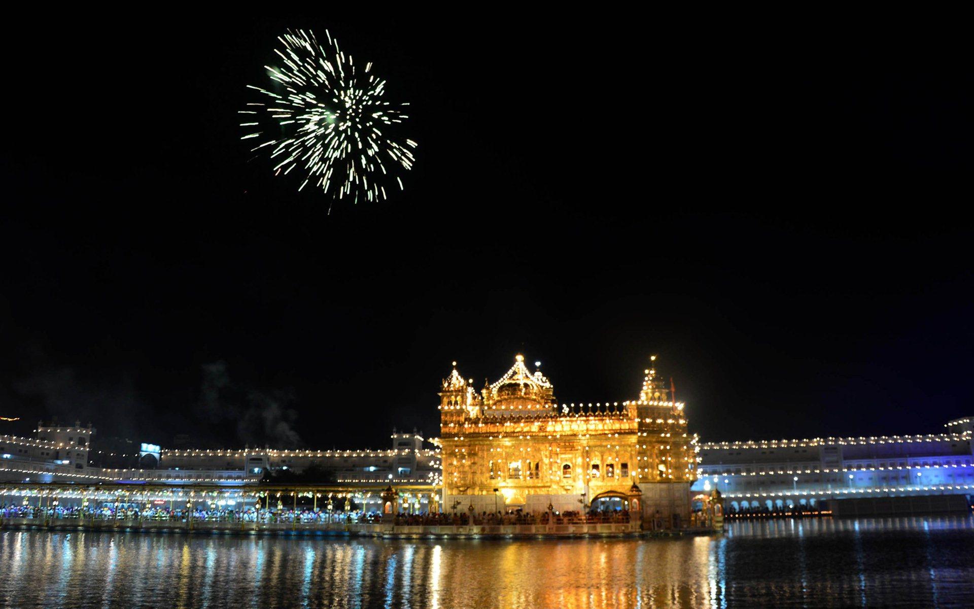 1920x1200 Fireworks At Golden Temple Sri Darbar Sahib HD Wallpaper