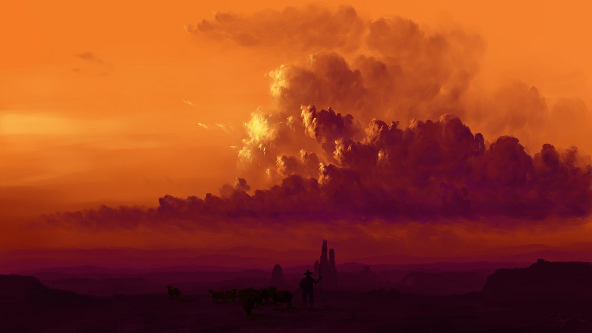 1920x1080 Orange Cloud in Countryside Wallpaper, HD Nature 4K Wallpaper, Image, Photo and Background